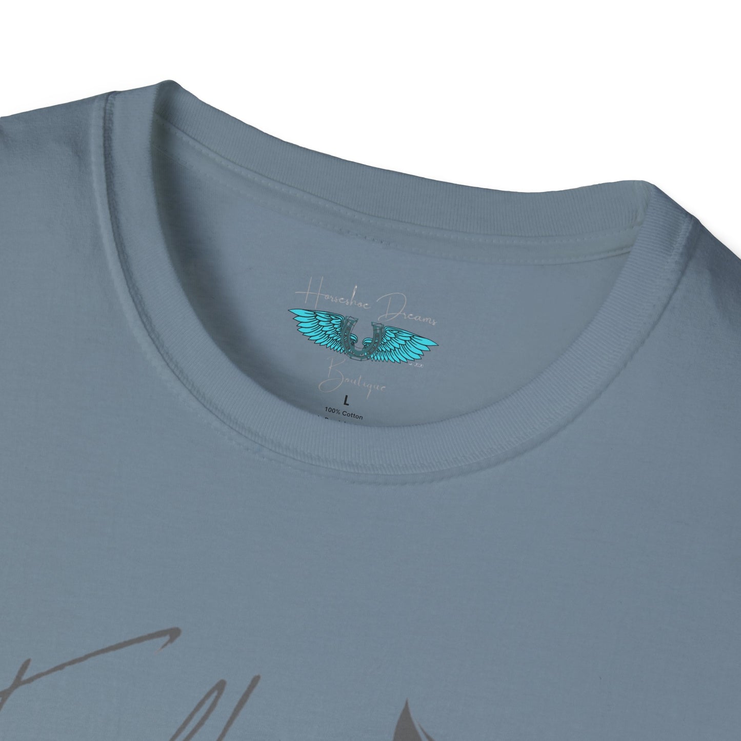 Faith and Horses in Grey Unisex Softstyle Graphic Tee