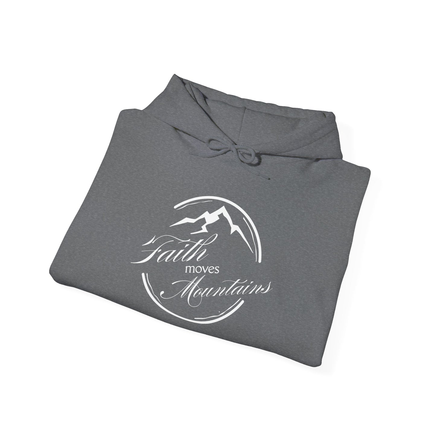 Faith Moves Mountains in White Unisex Heavy Blend™ Hoodie