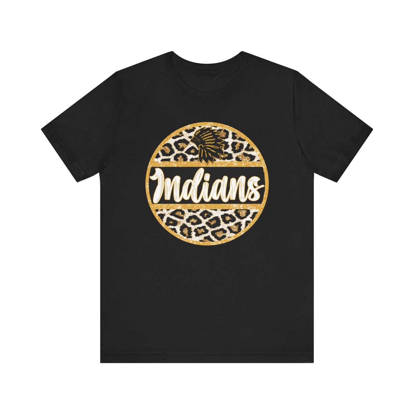 Leopard Print 'Indians' Unisex Tee | Casual Wear, Sports Fan Tee, Graphic T-Shirt, Team Spirit