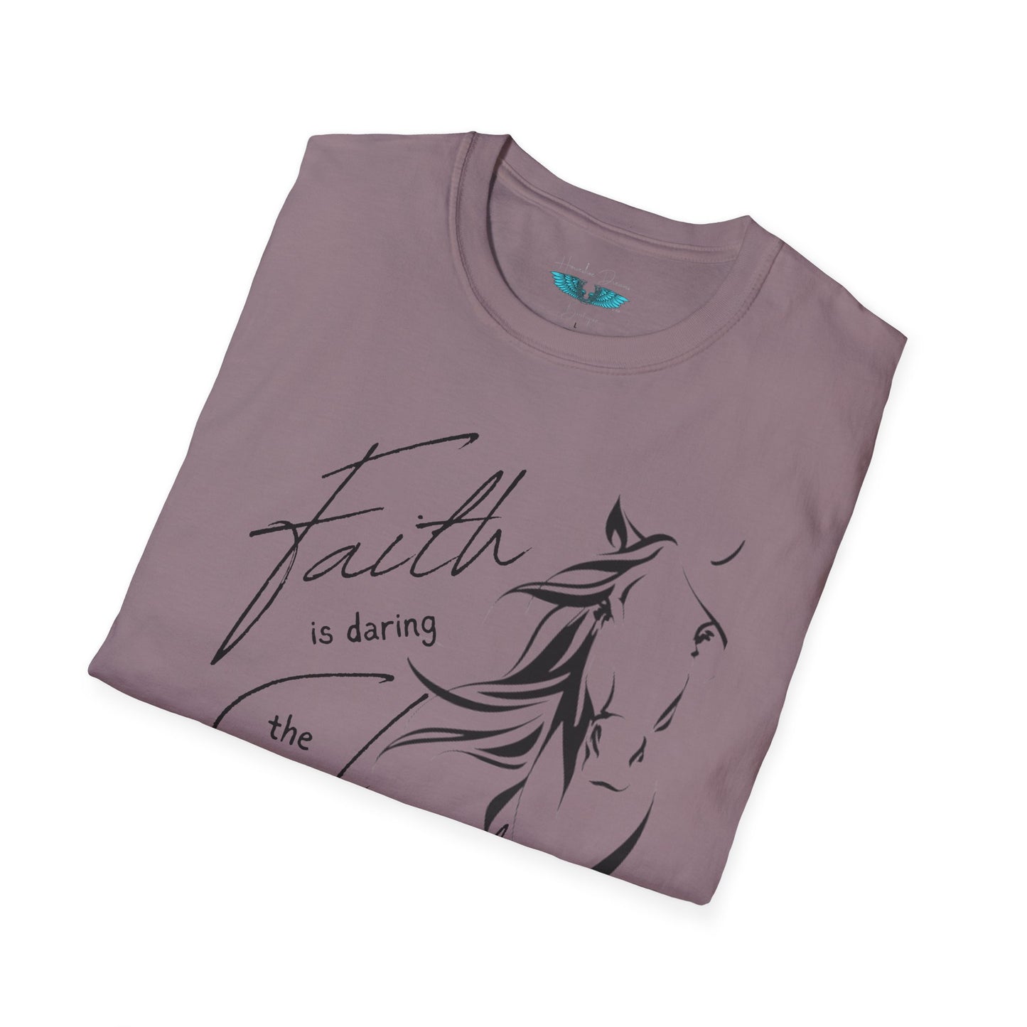 Faith and Horses in black Unisex Softstyle Graphic Tee