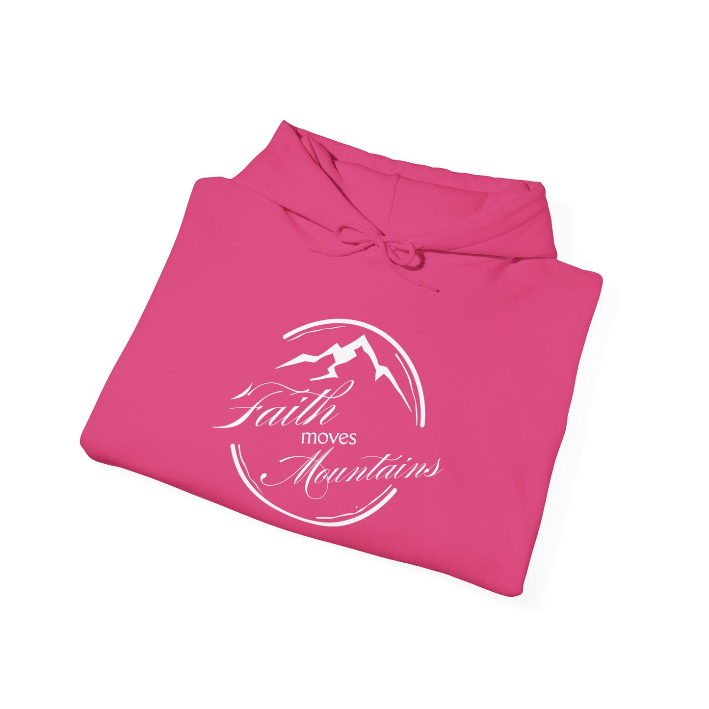 Faith Moves Mountains in White Unisex Heavy Blend™ Hoodie