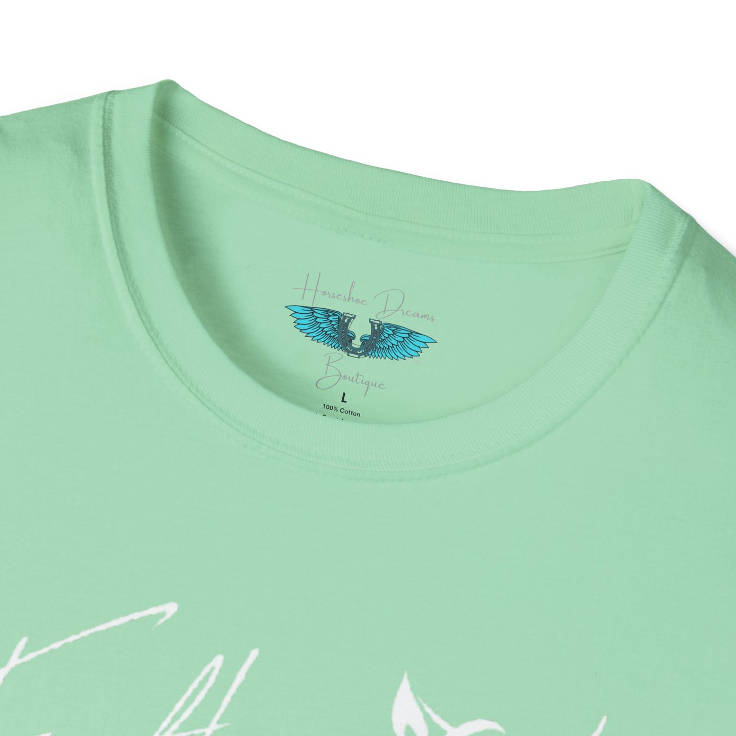 Faith and Horses in White Unisex Softstyle T-Shirt