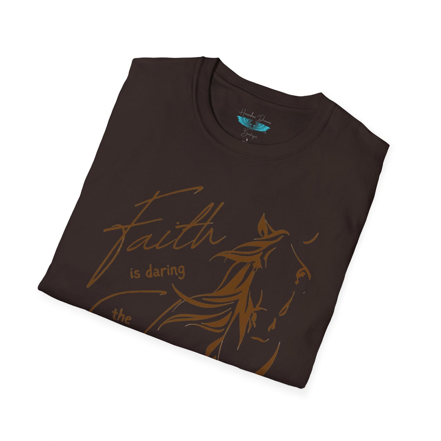 Faith and Horses in Brown Unisex Softstyle T-Shirt