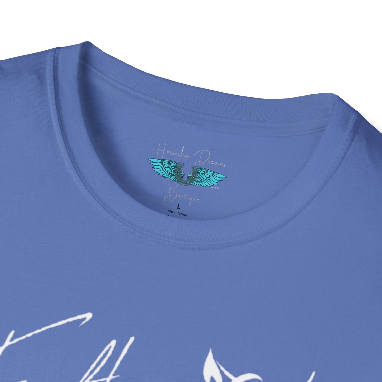 Faith and Horses in White Unisex Softstyle T-Shirt