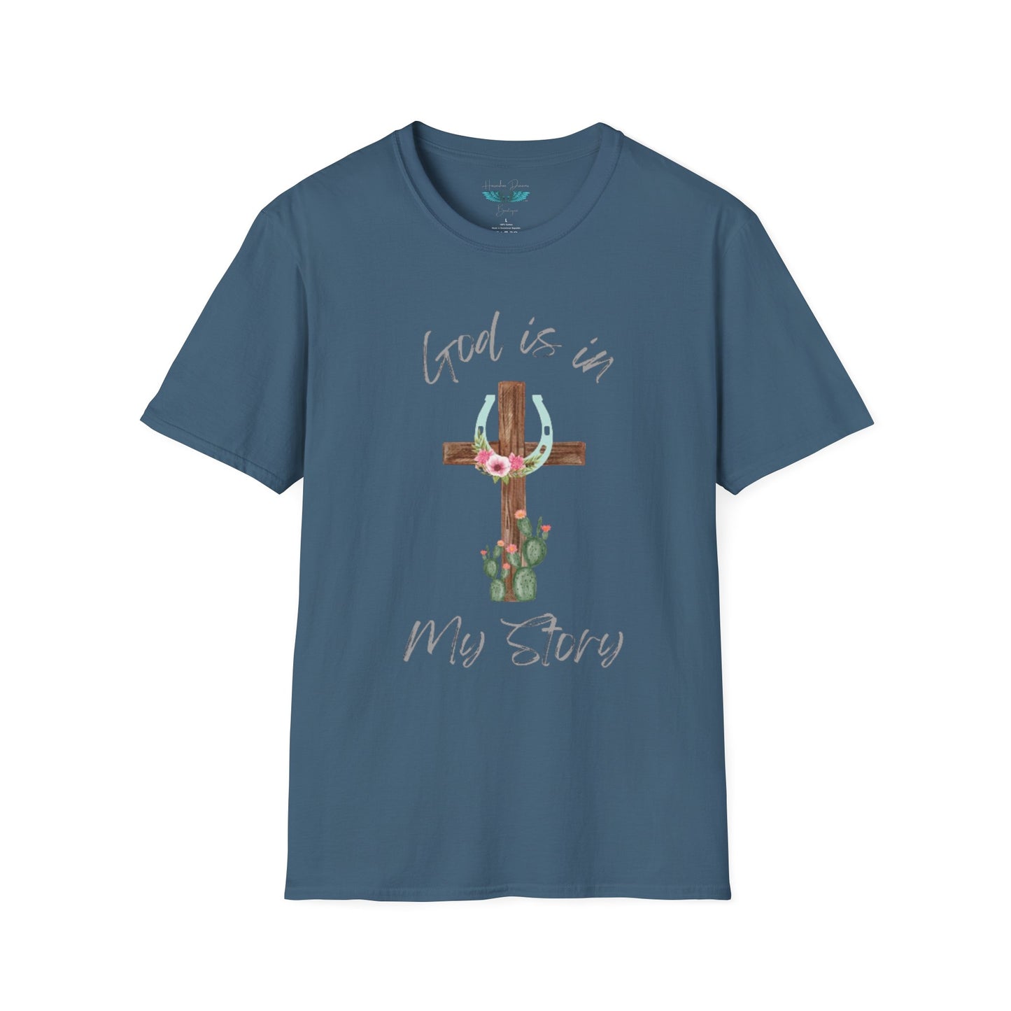 God Is In My Story Women's Unisex Softstyle Faith based Graphic T-Shirt