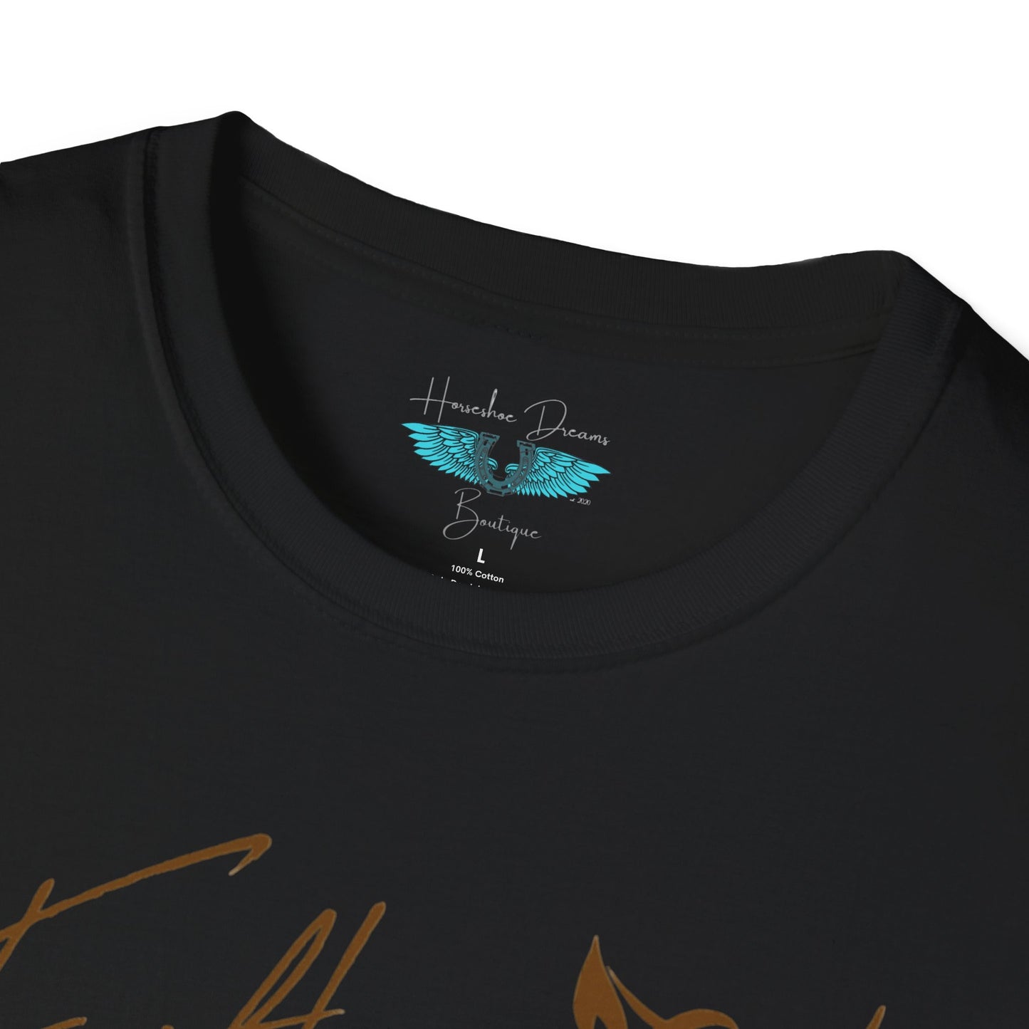 Faith and Horses in Brown Unisex Softstyle T-Shirt