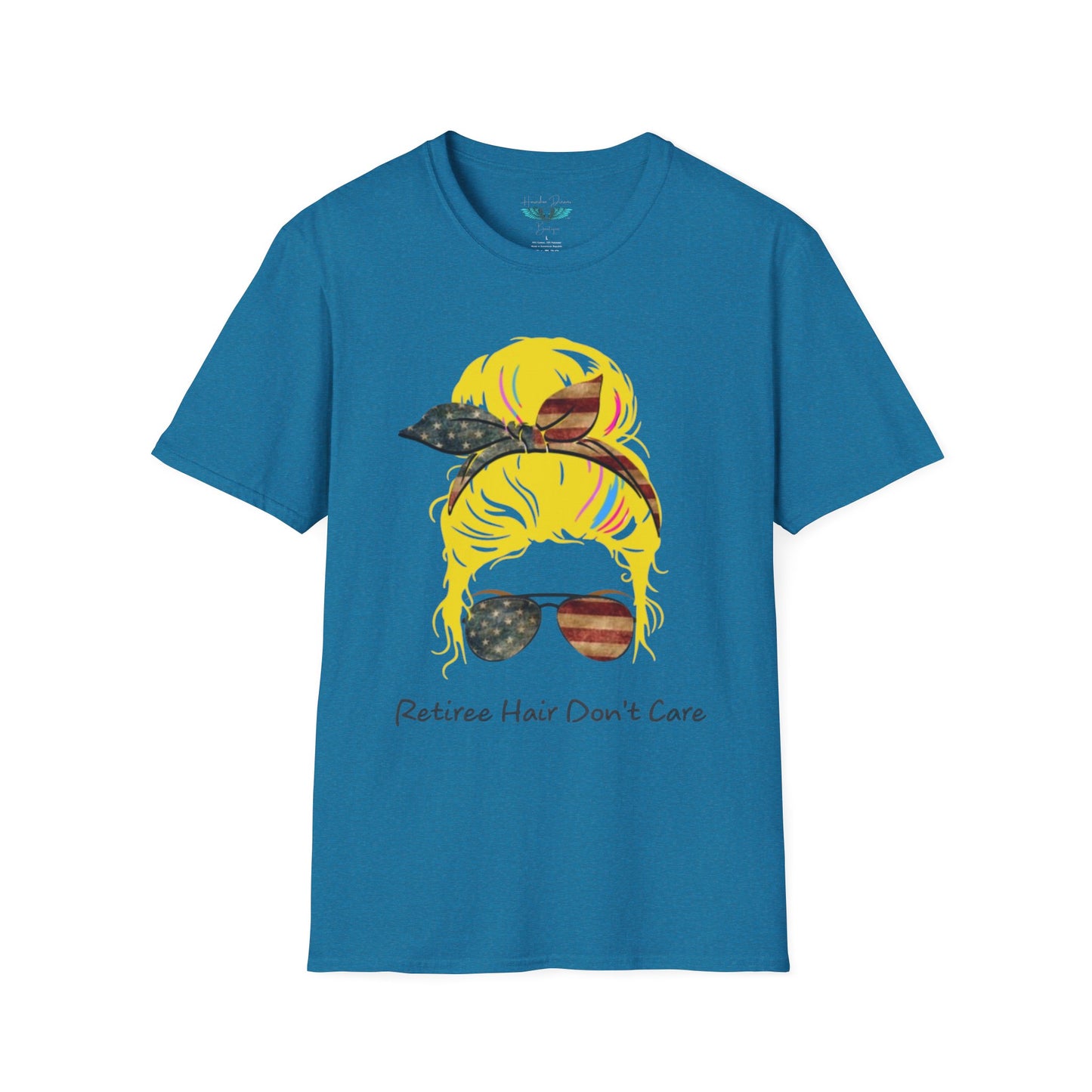 Retiree Hair Don't Care - Military Airforce - Women Soft Style Graphic Tee