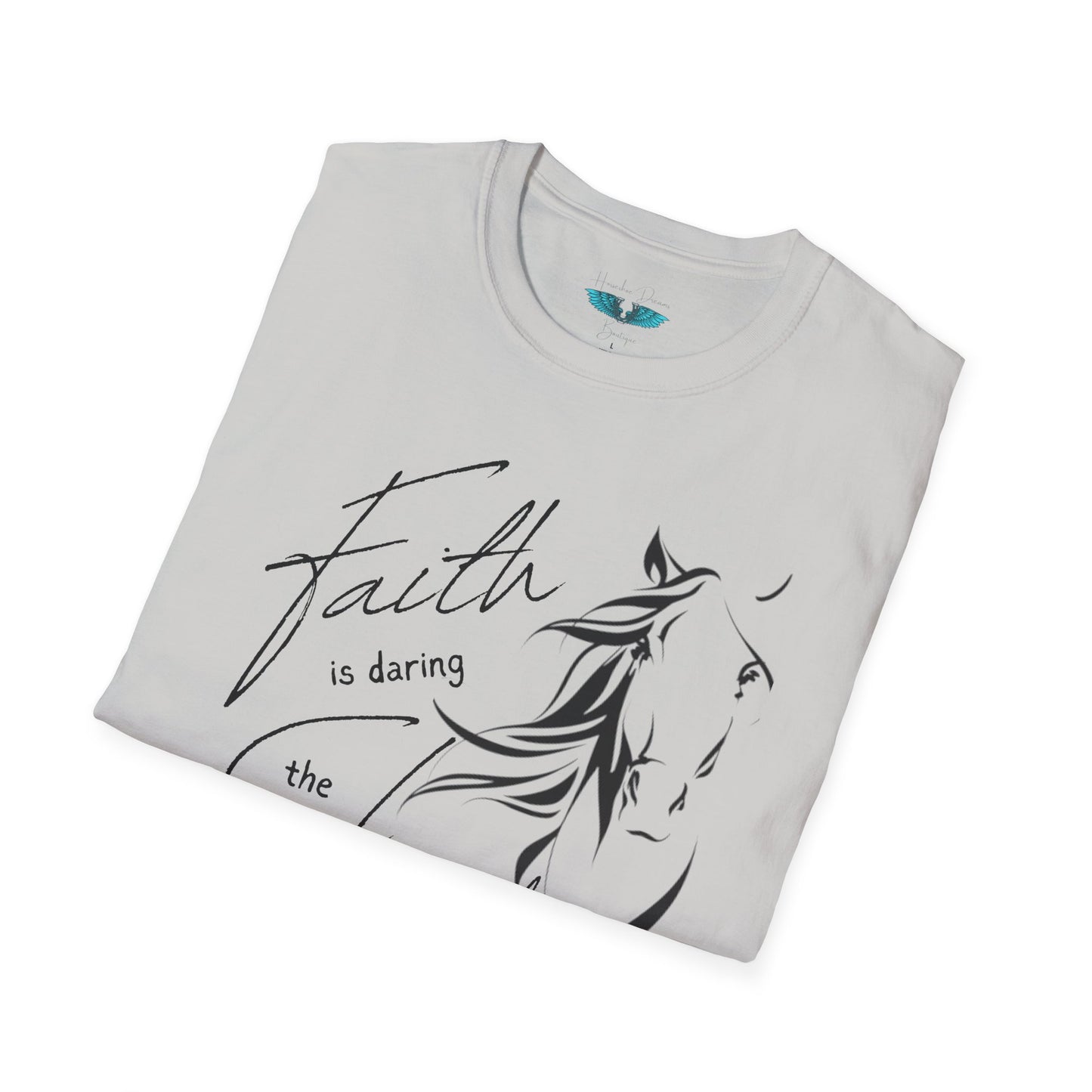 Faith and Horses in black Unisex Softstyle Graphic Tee