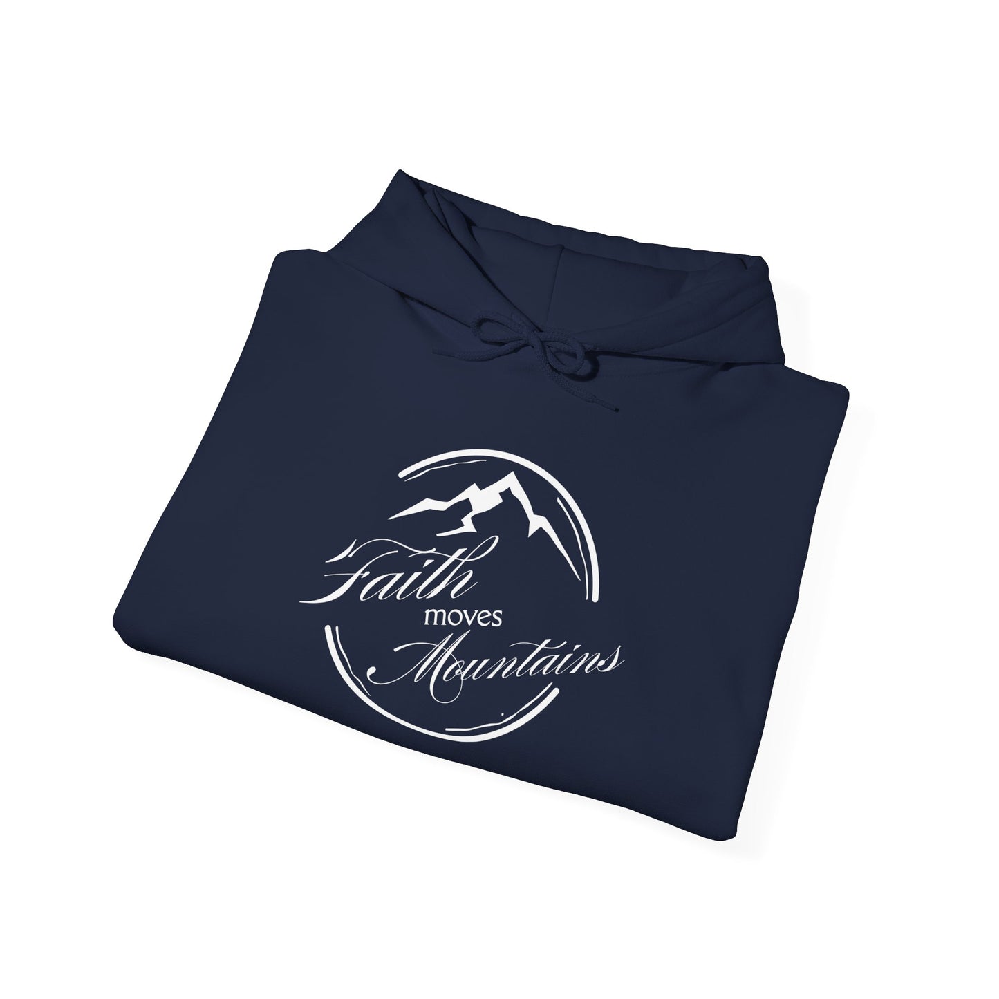 Faith Moves Mountains in White Unisex Heavy Blend™ Hoodie
