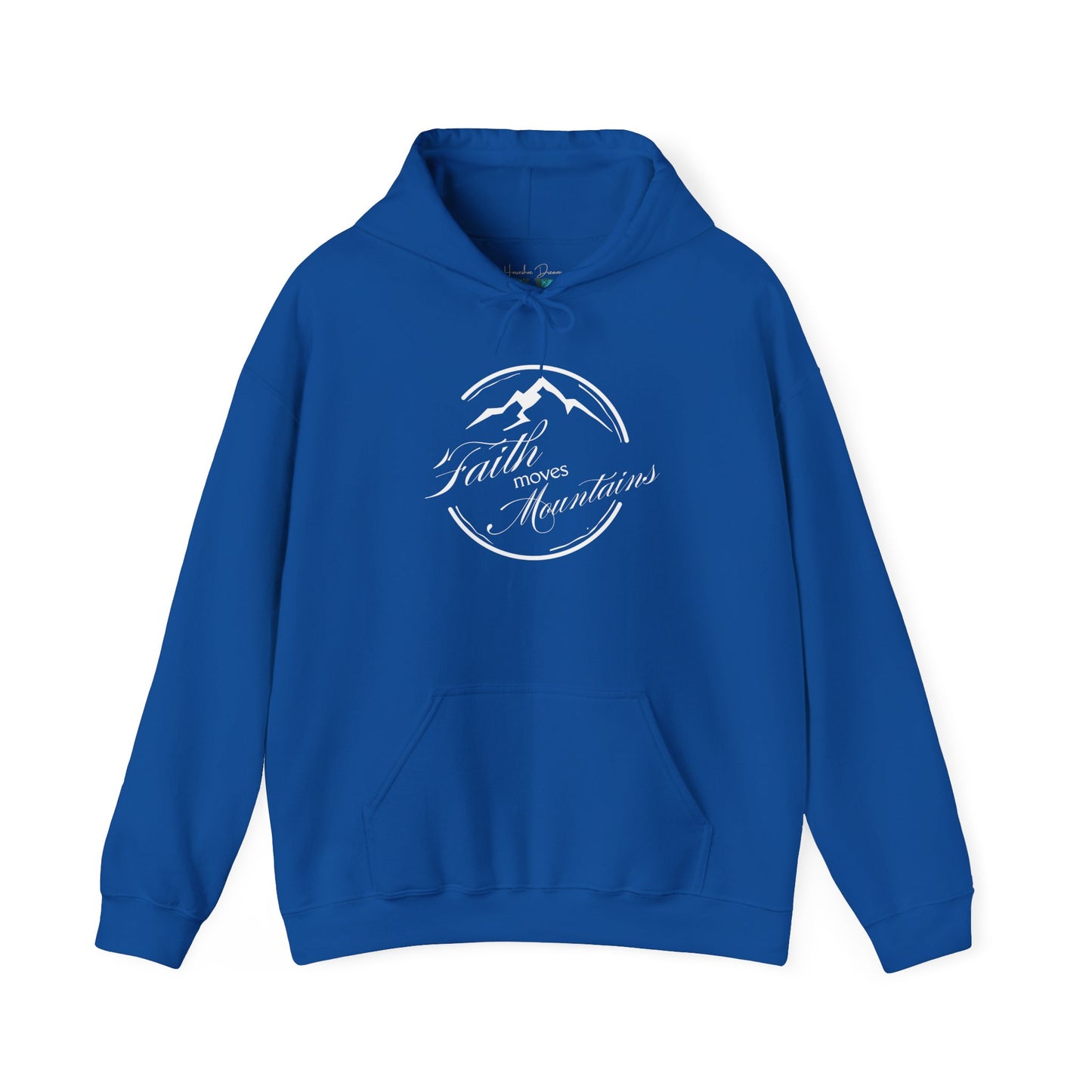 Faith Moves Mountains in White Unisex Heavy Blend™ Hoodie