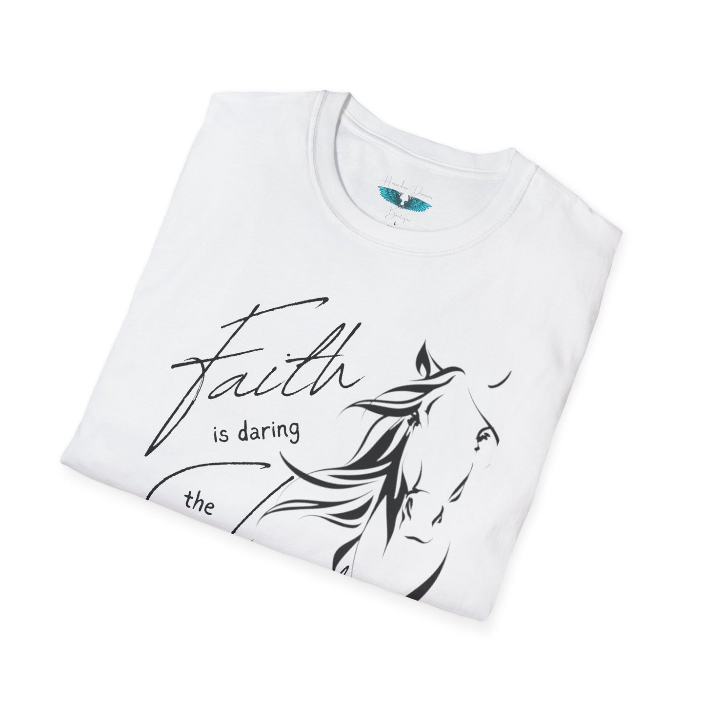 Faith and Horses in black Unisex Softstyle Graphic Tee