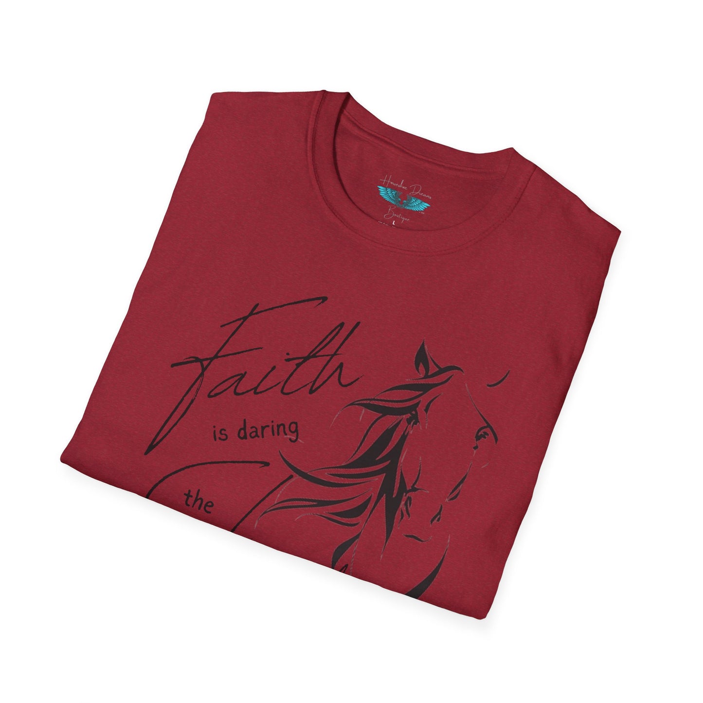 Faith and Horses in black Unisex Softstyle Graphic Tee
