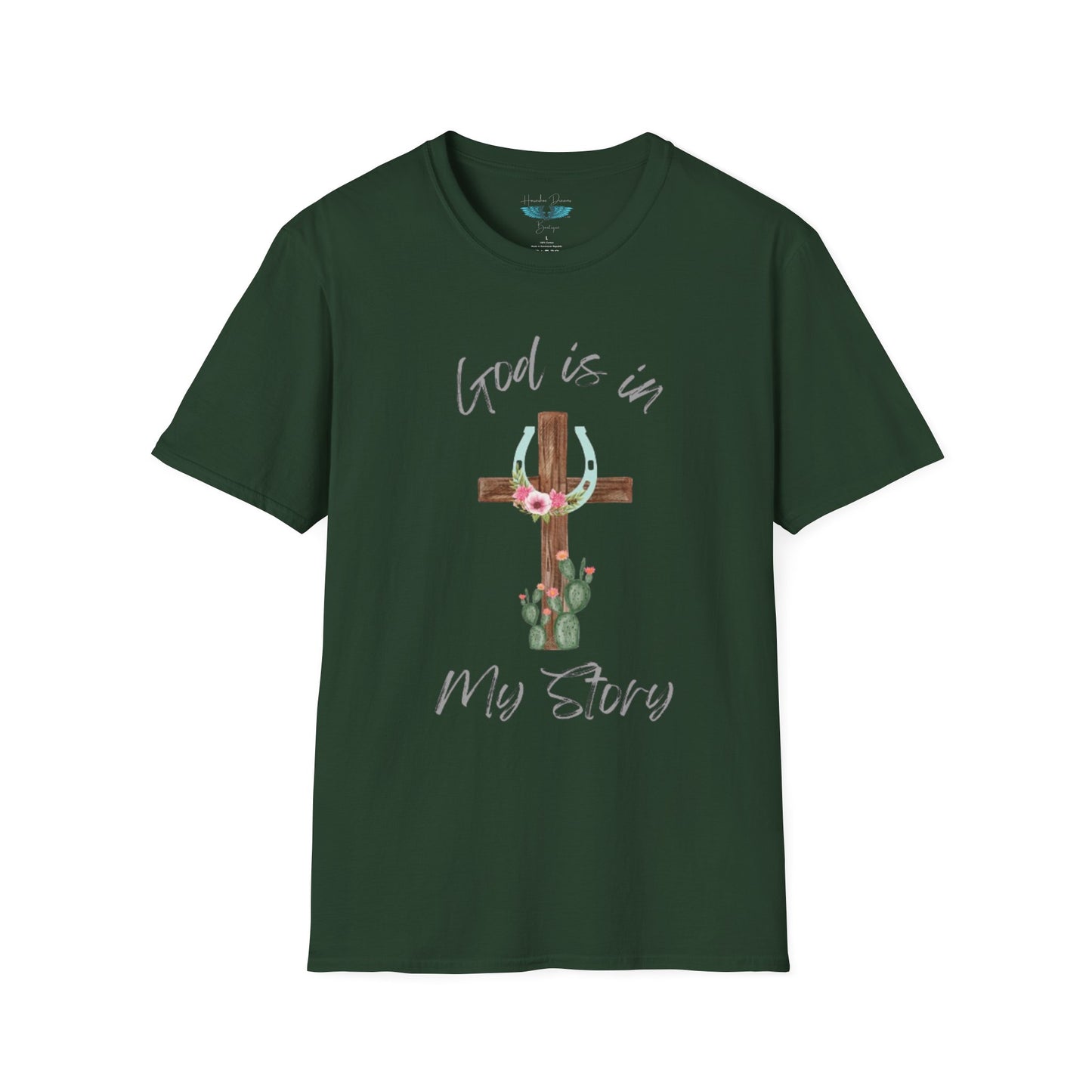 God Is In My Story Women's Unisex Softstyle Faith based Graphic T-Shirt