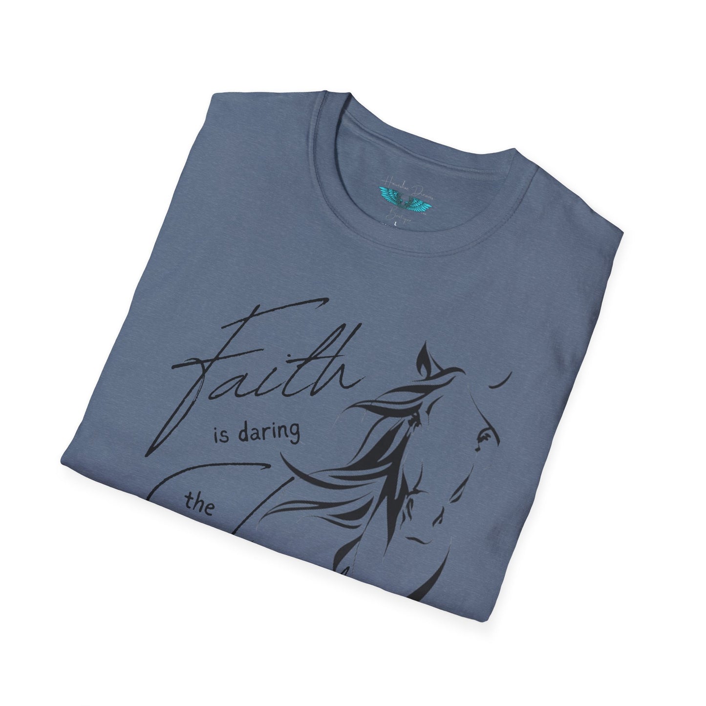 Faith and Horses in black Unisex Softstyle Graphic Tee