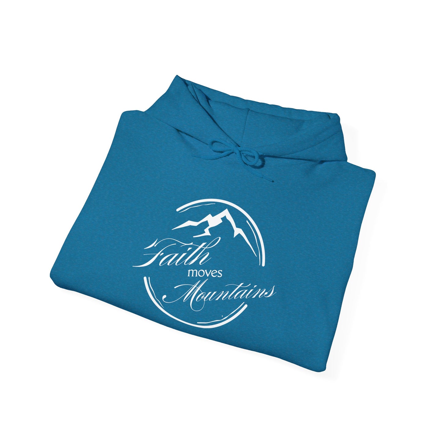 Faith Moves Mountains in White Unisex Heavy Blend™ Hoodie