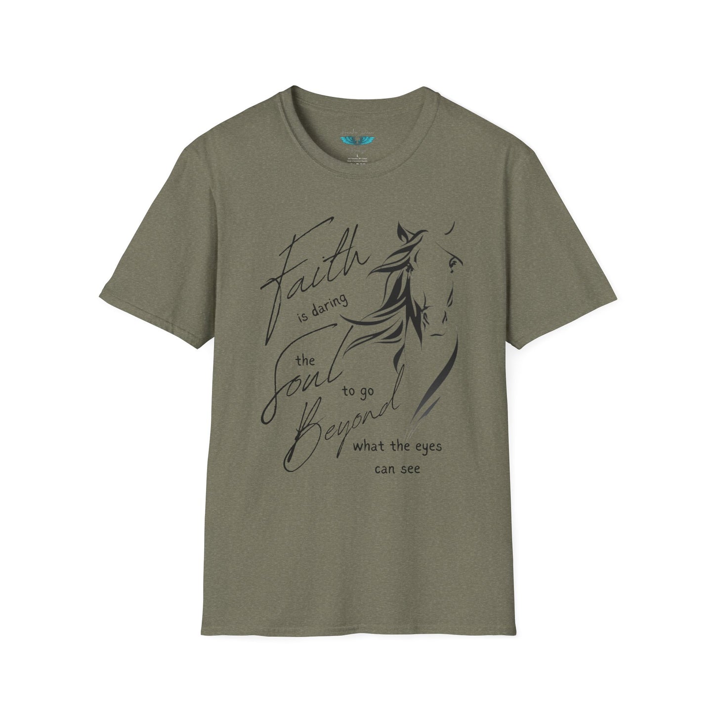 Faith and Horses in black Unisex Softstyle Graphic Tee