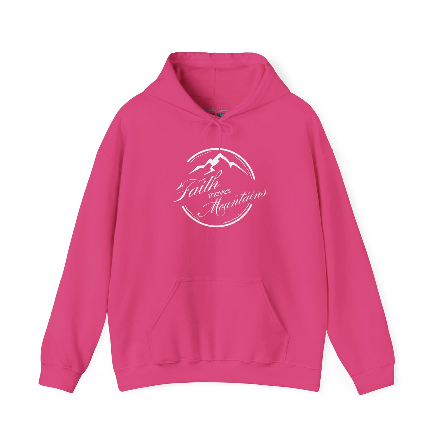 Faith Moves Mountains in White Unisex Heavy Blend™ Hoodie