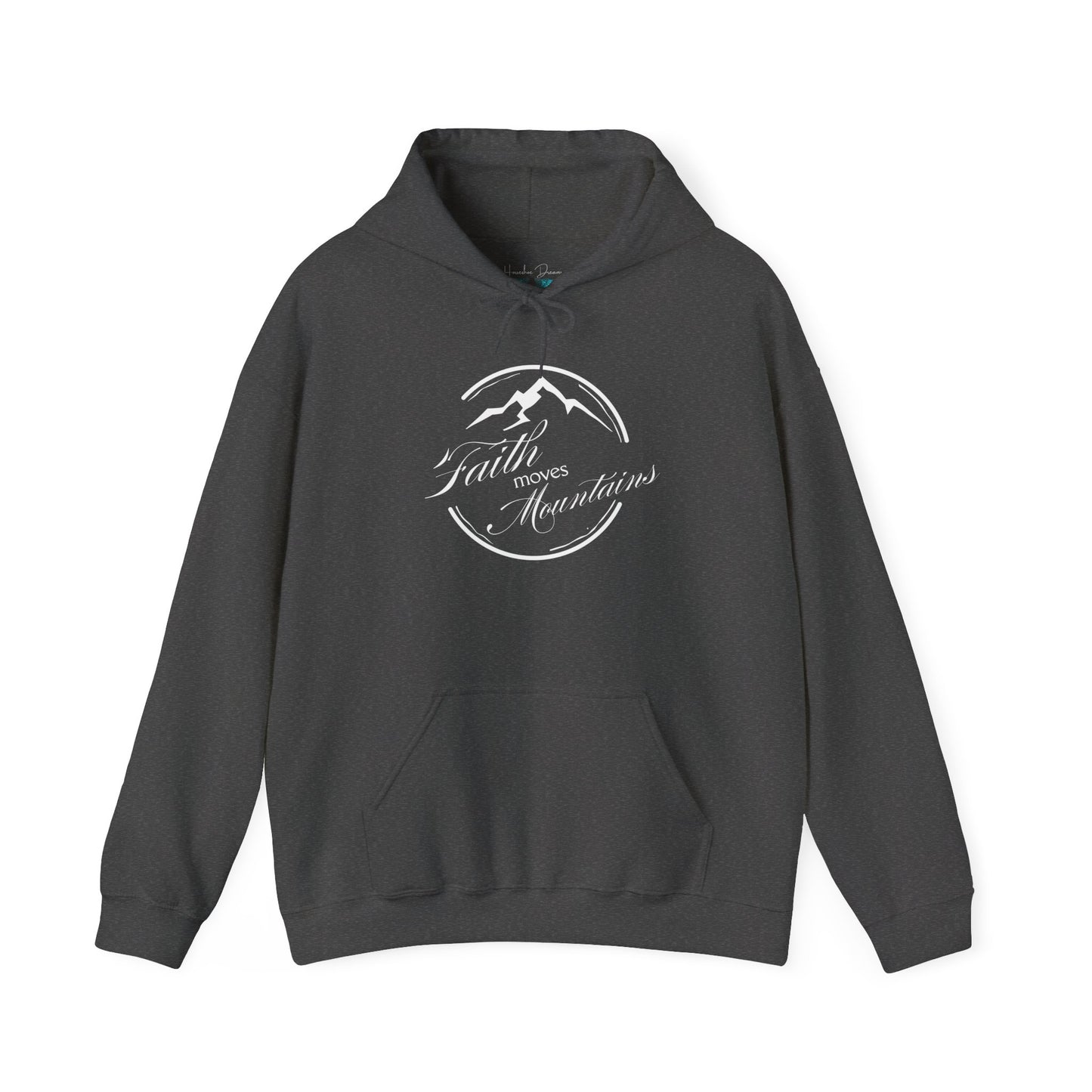Faith Moves Mountains in White Unisex Heavy Blend™ Hoodie
