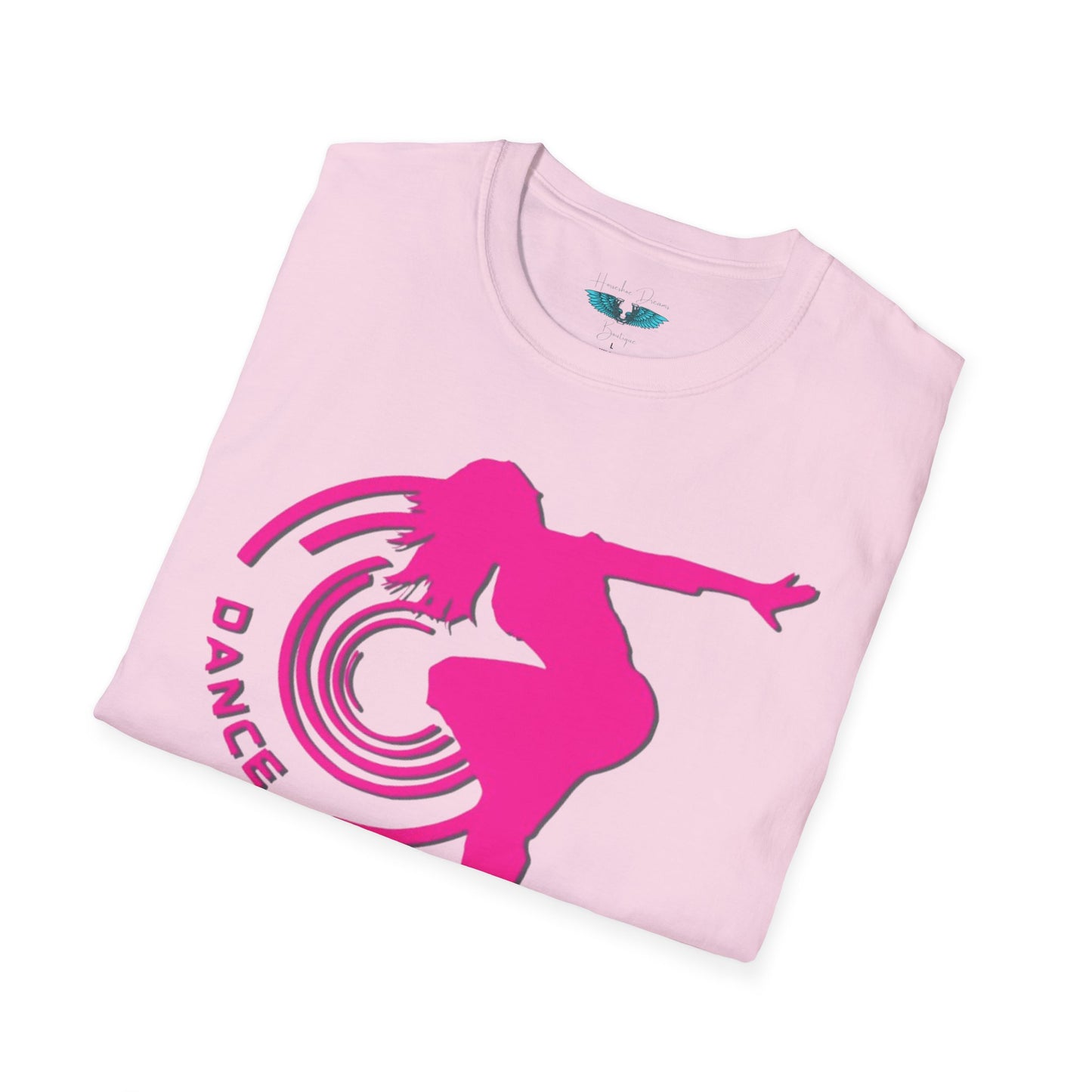 Dance Silhouette Graphic Tee in Lifted Pink Unisex Softstyle T-Shirt