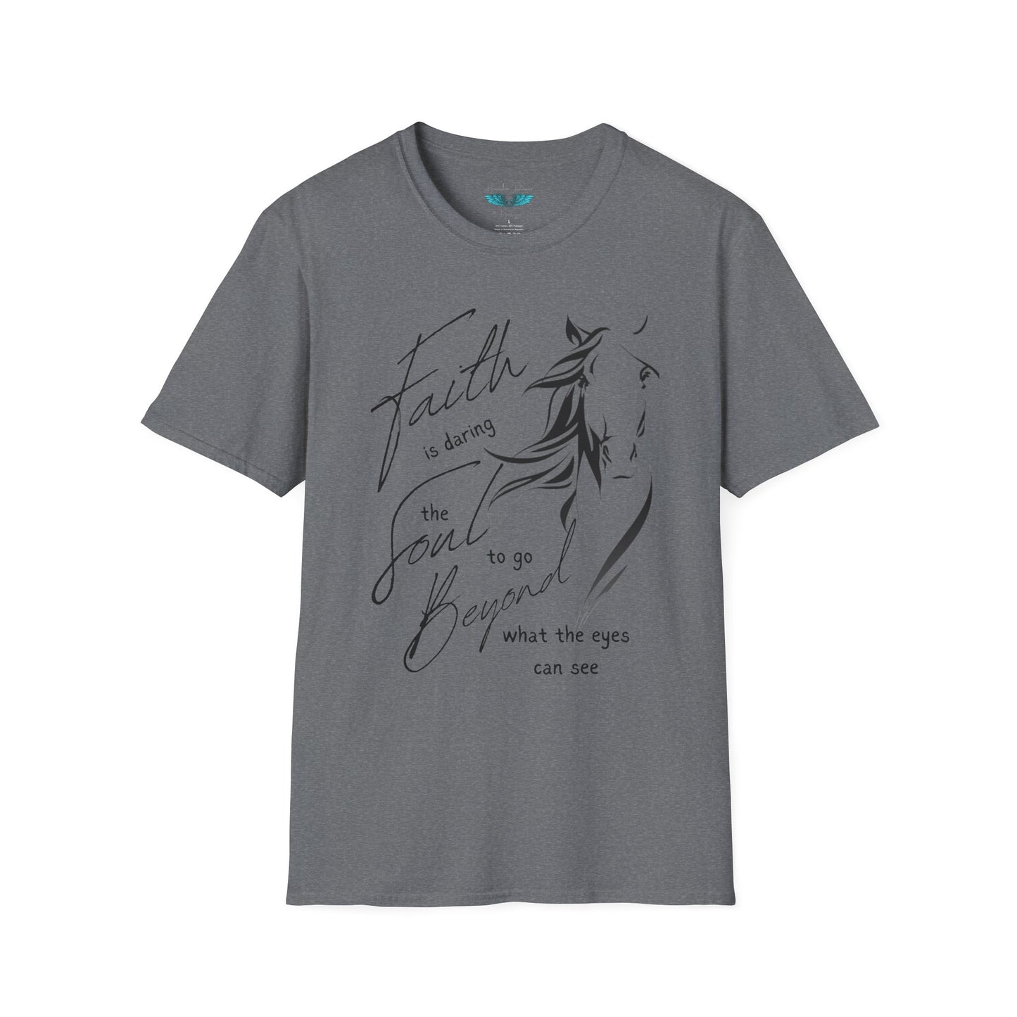 Faith and Horses in black Unisex Softstyle Graphic Tee