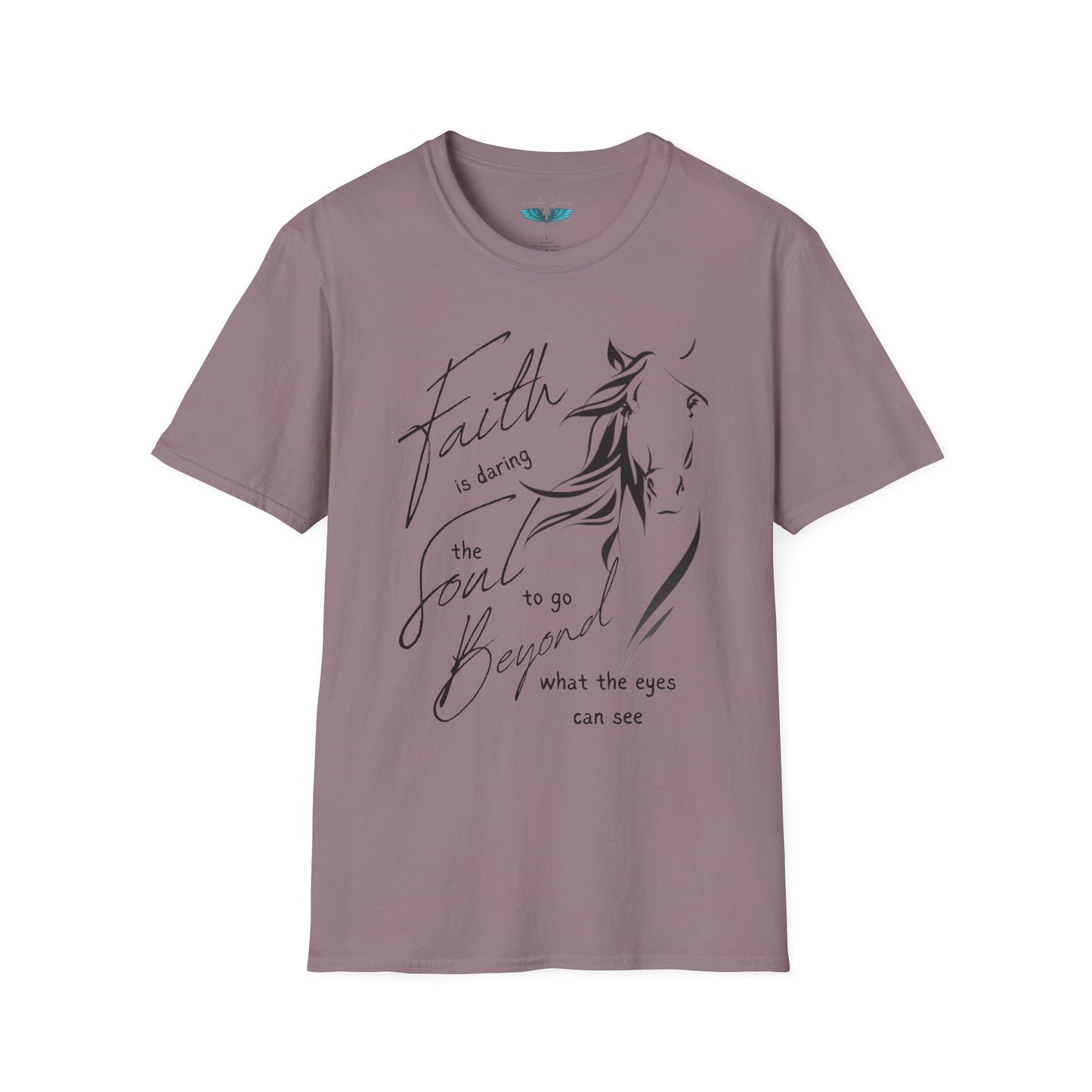 Faith and Horses in black Unisex Softstyle Graphic Tee