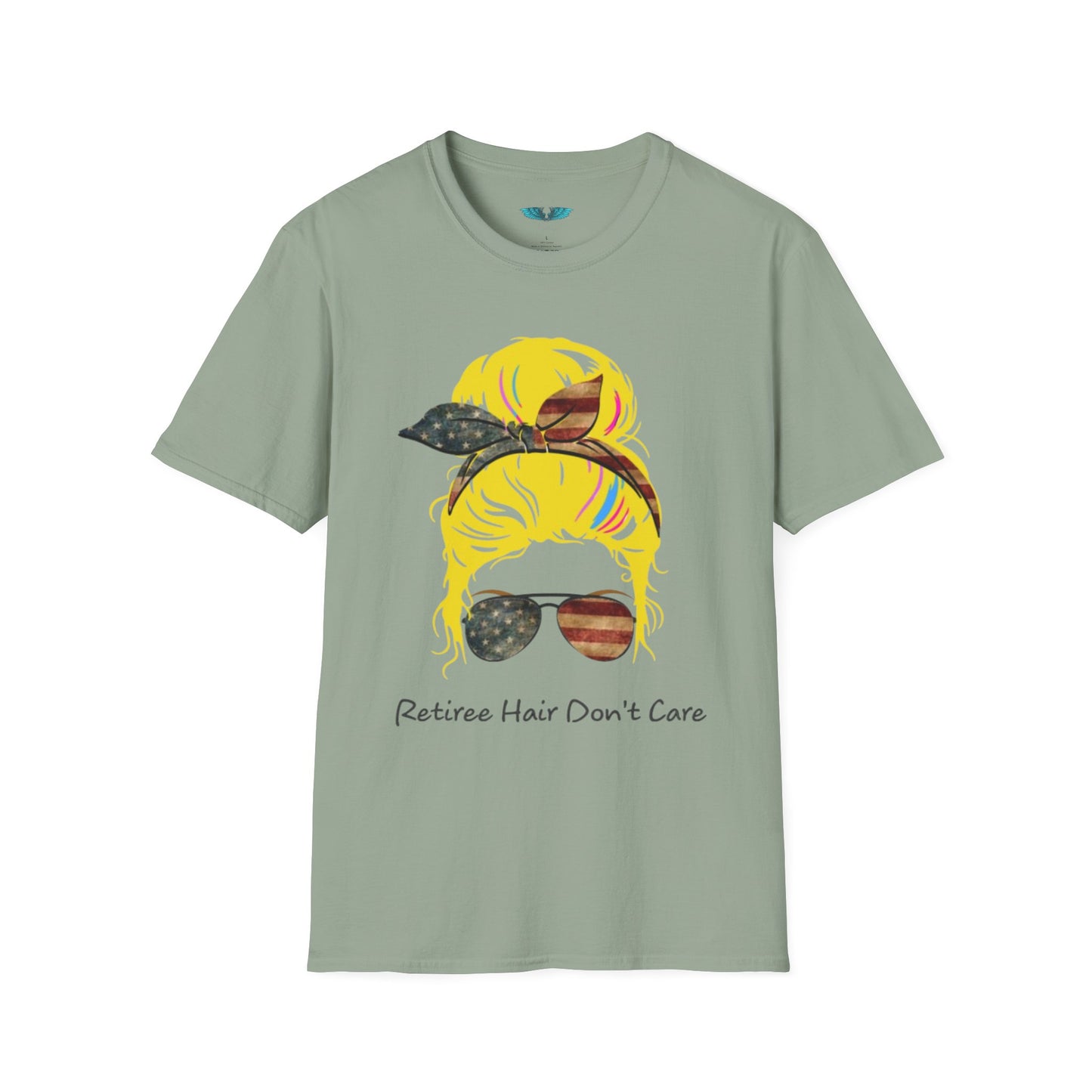 Retiree Hair Don't Care - Military Airforce - Women Soft Style Graphic Tee