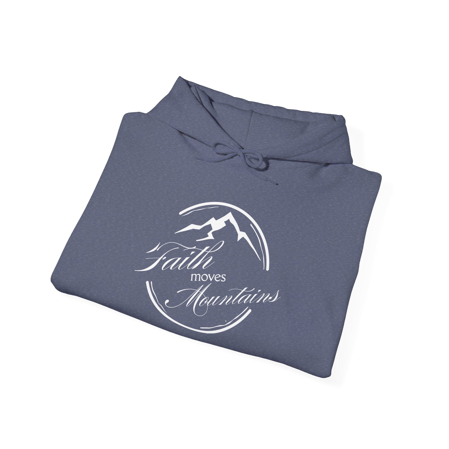 Faith Moves Mountains in White Unisex Heavy Blend™ Hoodie