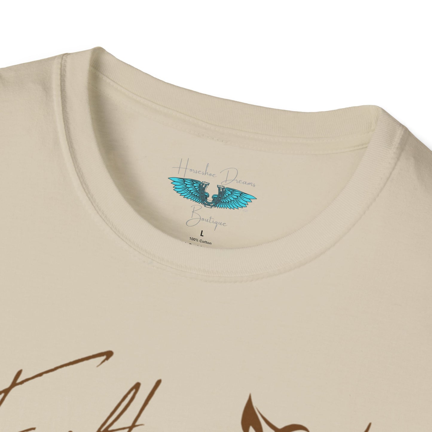 Faith and Horses in Brown Unisex Softstyle T-Shirt