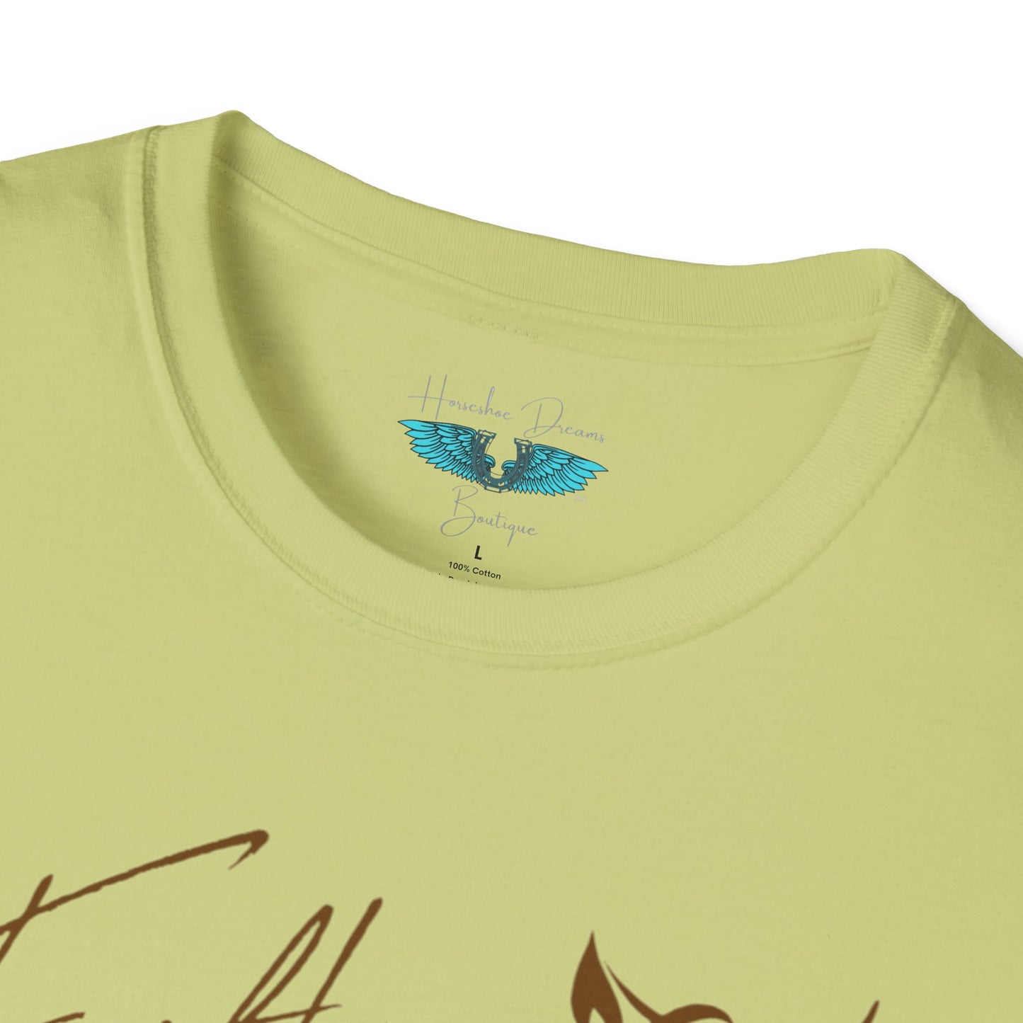 Faith and Horses in Brown Unisex Softstyle T-Shirt