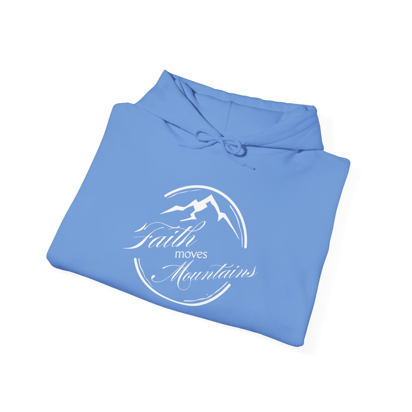 Faith Moves Mountains in White Unisex Heavy Blend™ Hoodie