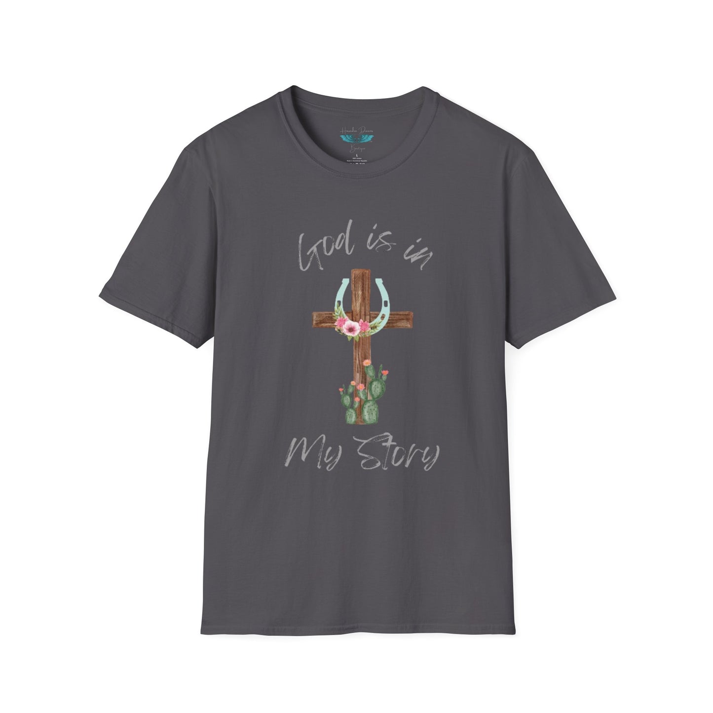 God Is In My Story Women's Unisex Softstyle Faith based Graphic T-Shirt