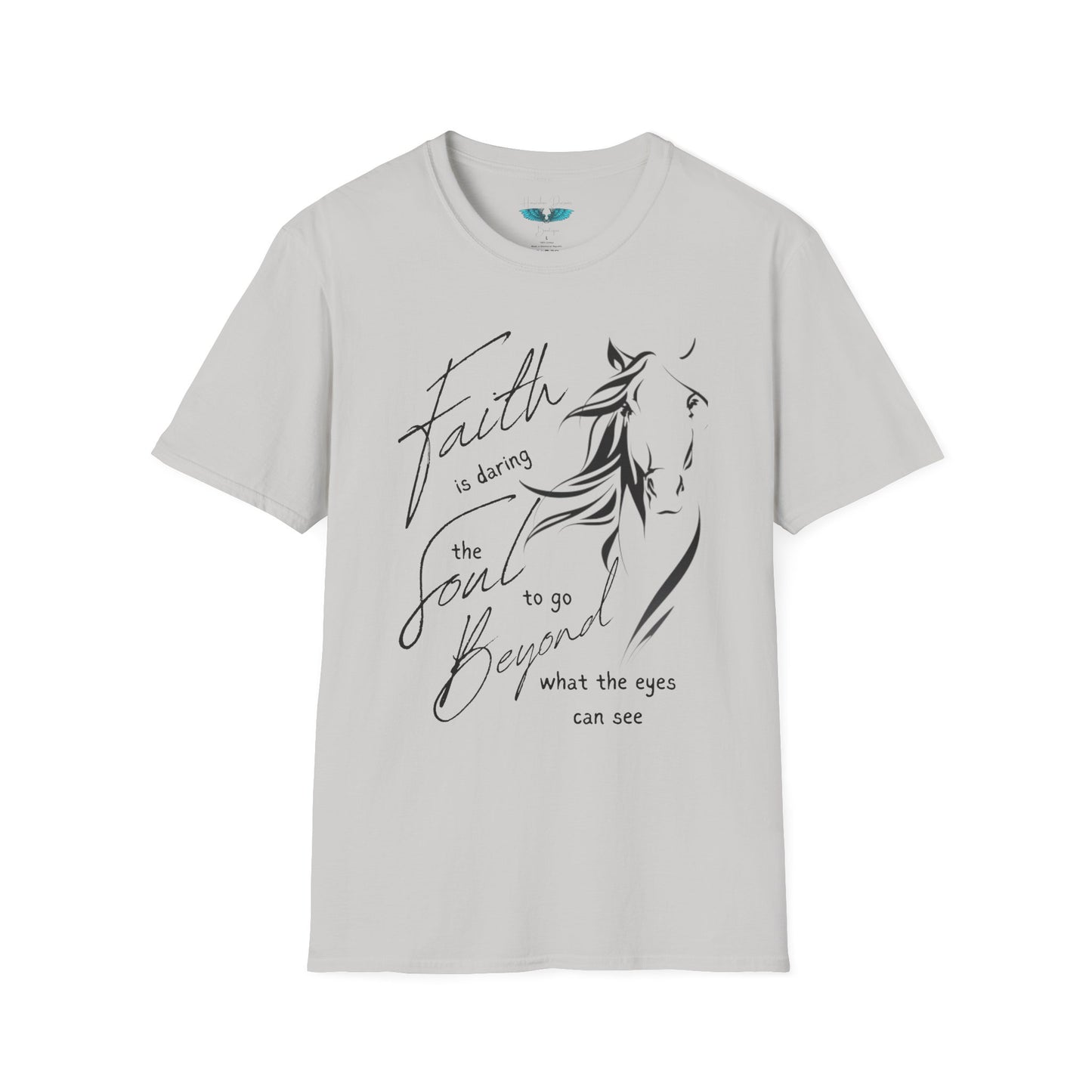 Faith and Horses in black Unisex Softstyle Graphic Tee
