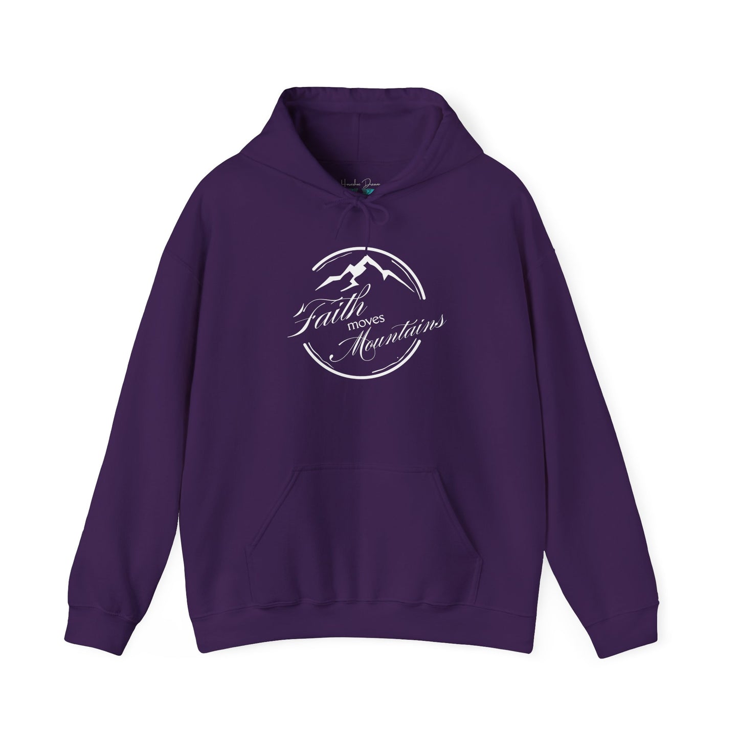 Faith Moves Mountains in White Unisex Heavy Blend™ Hoodie