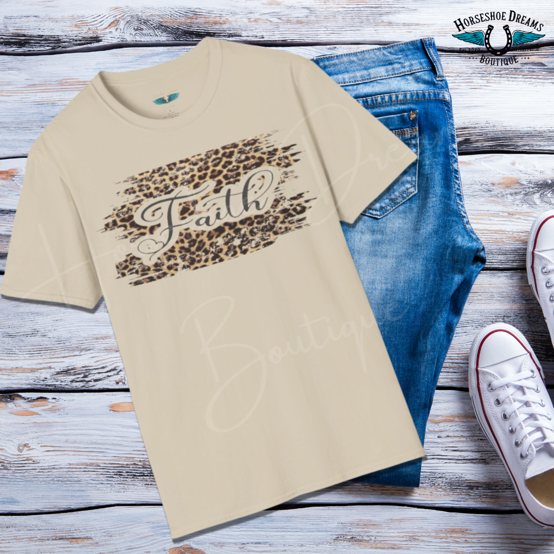 Faith Leopard Print Women's Faith Based Graphic Tees
