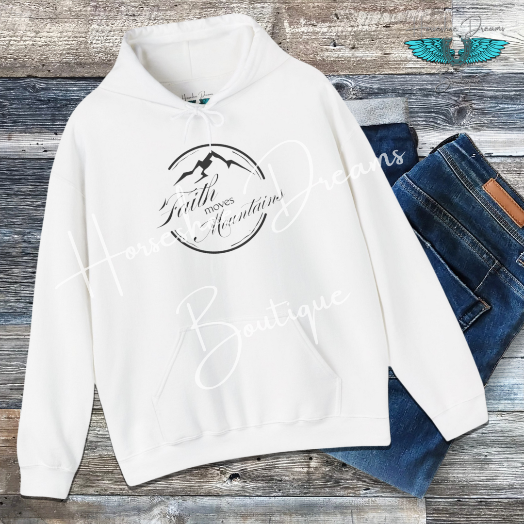 Faith Moves Moutains in Black Unisex Heavy Blend™ Hooded Sweatshirt
