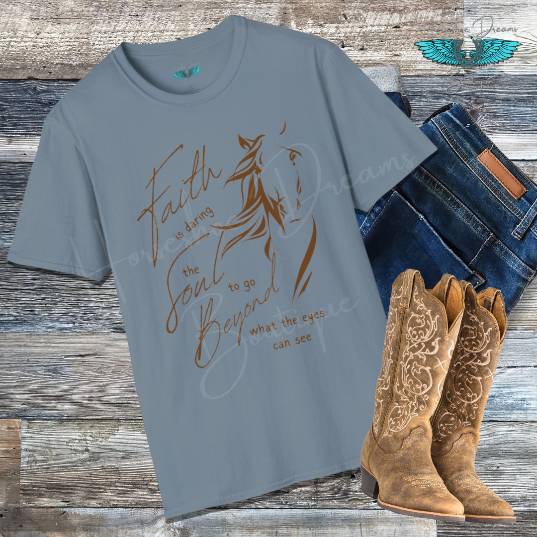 Faith and Horses in Brown Unisex Softstyle T-Shirt