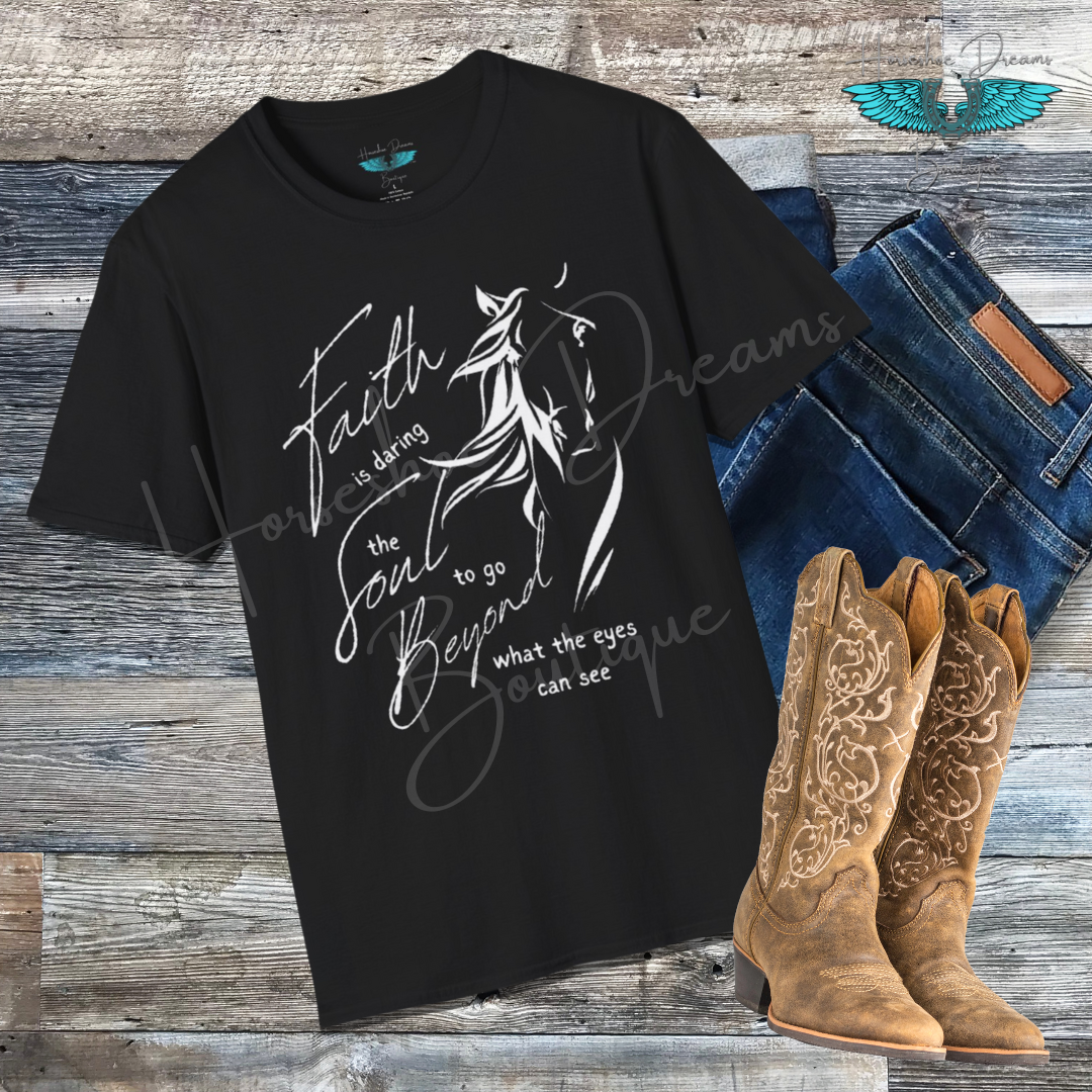 Faith and Horses in White Unisex Softstyle T-Shirt