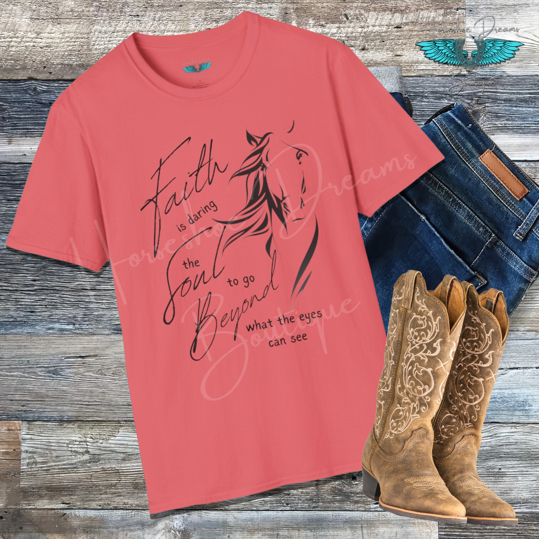 Faith and Horses in black Unisex Softstyle Graphic Tee