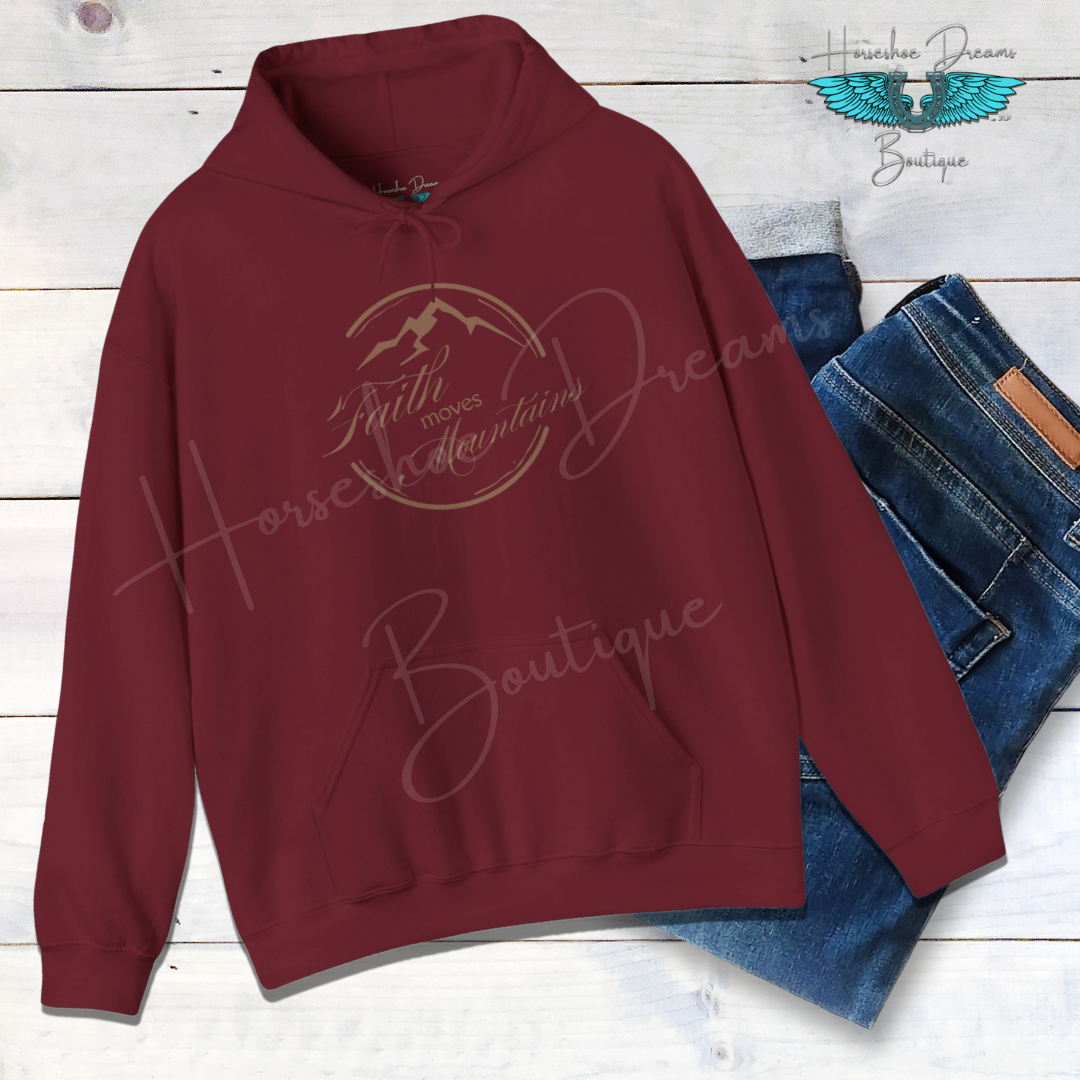 Faith Moves Mountains in Brown Unisex Heavy Blend™ Hoodie