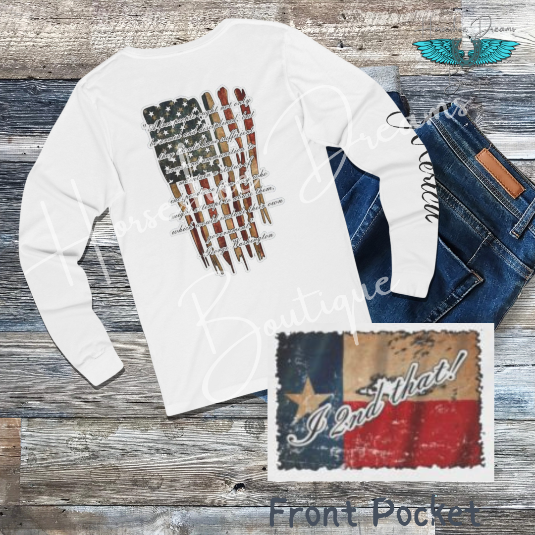 Texas/'Merica(black font) 2nd Amendment , Unisex Jersey Long Sleeve Tee