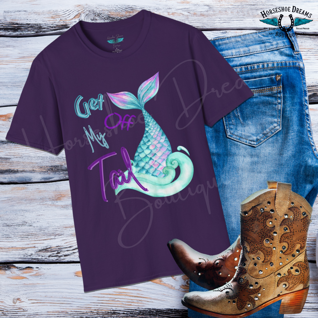 Get Off My Tail - Mermaid Tail Unisex Softstyle Graphic Tee