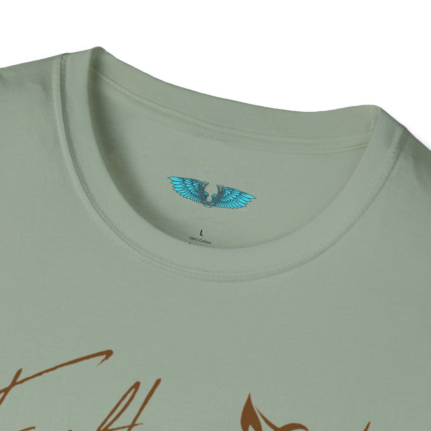 Faith and Horses in Brown Unisex Softstyle T-Shirt