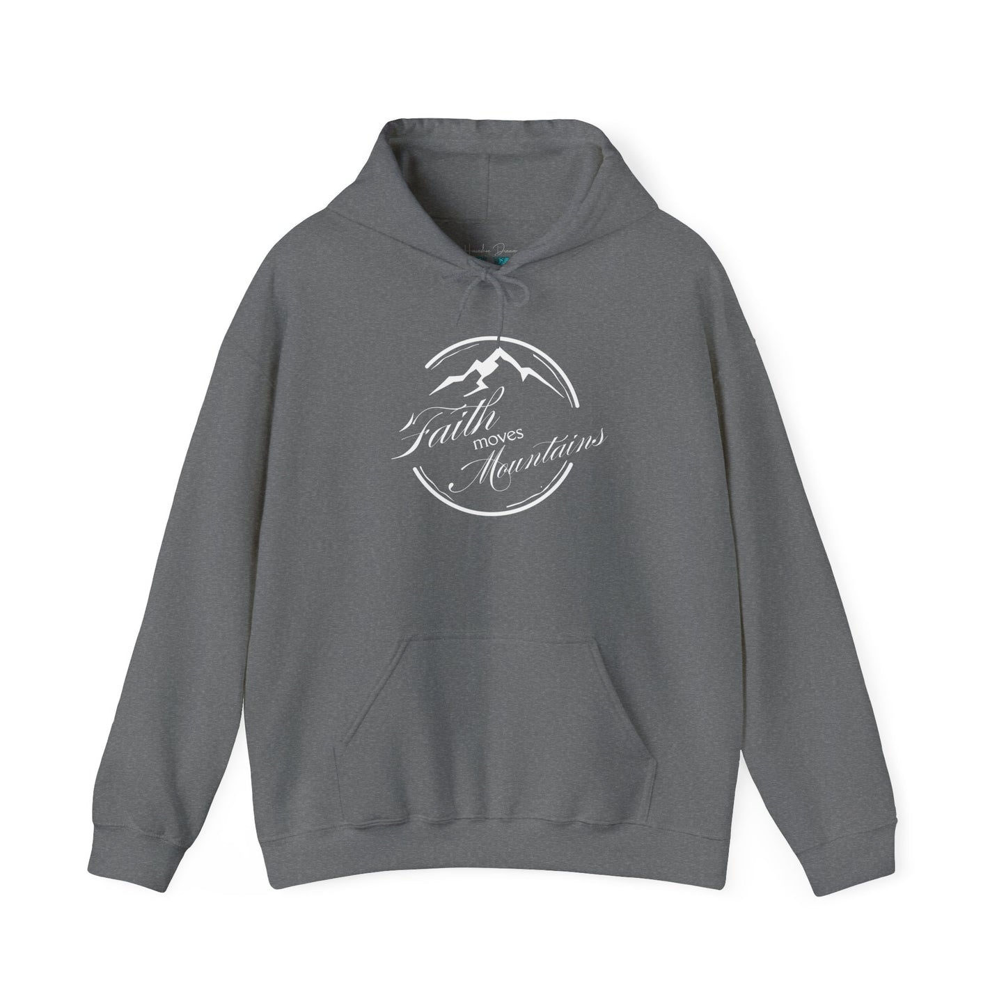 Faith Moves Mountains in White Unisex Heavy Blend™ Hoodie