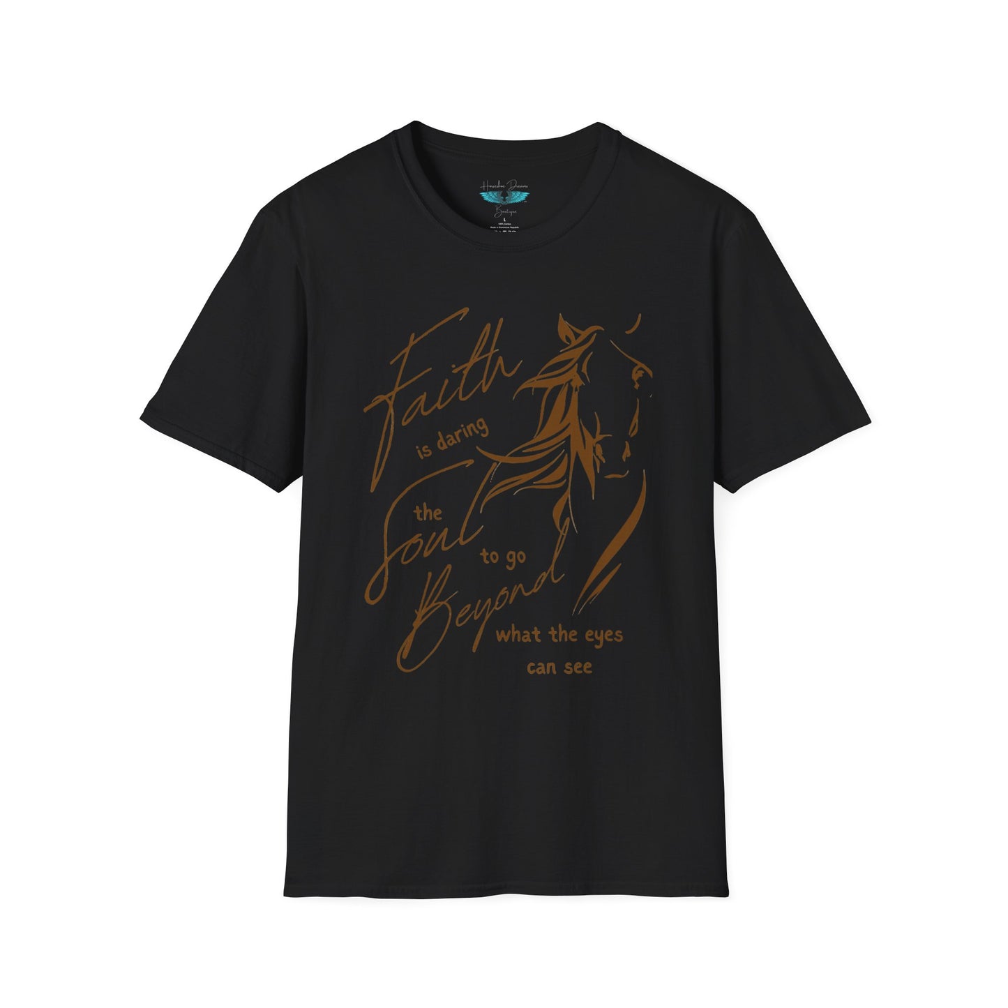 Faith and Horses in Brown Unisex Softstyle T-Shirt