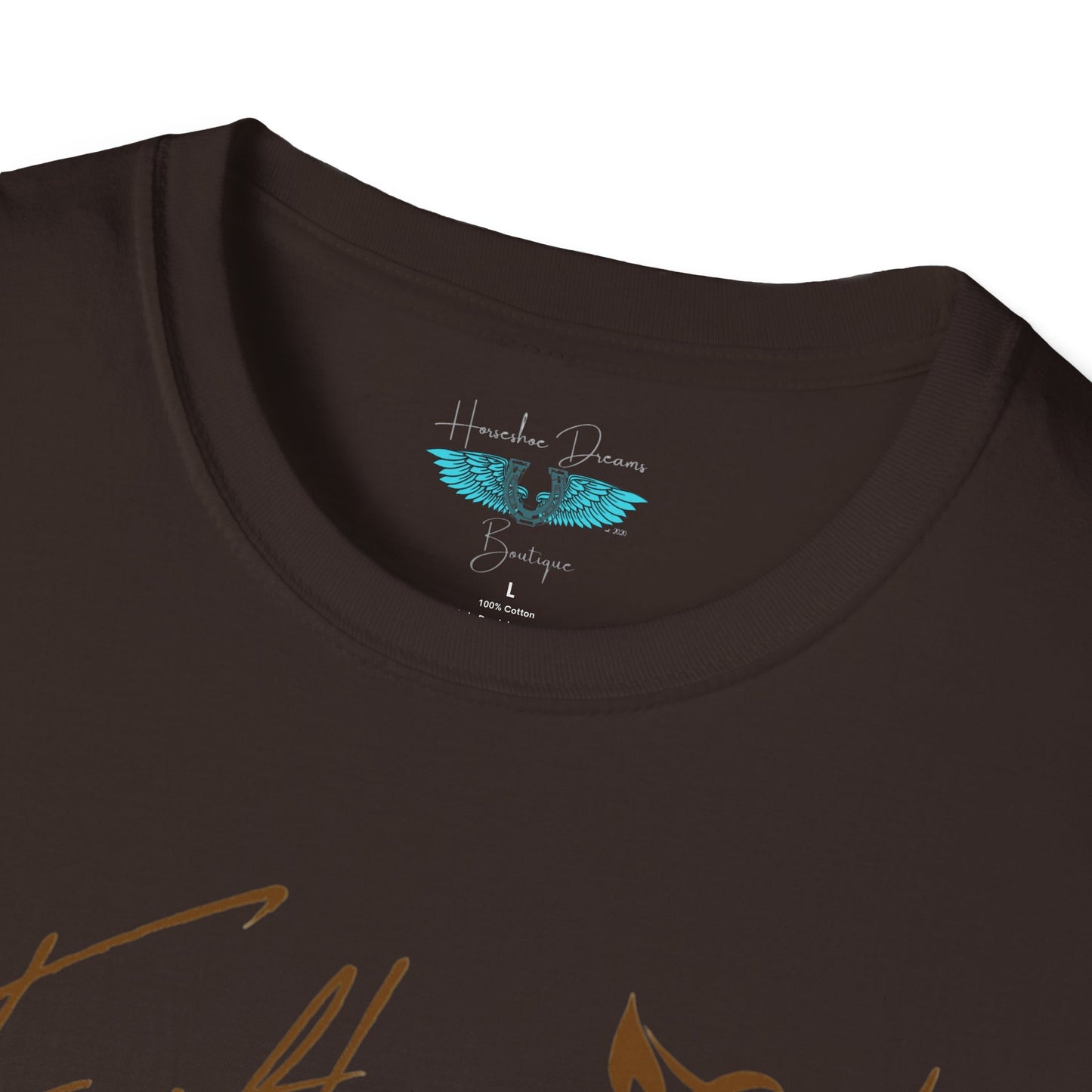 Faith and Horses in Brown Unisex Softstyle T-Shirt