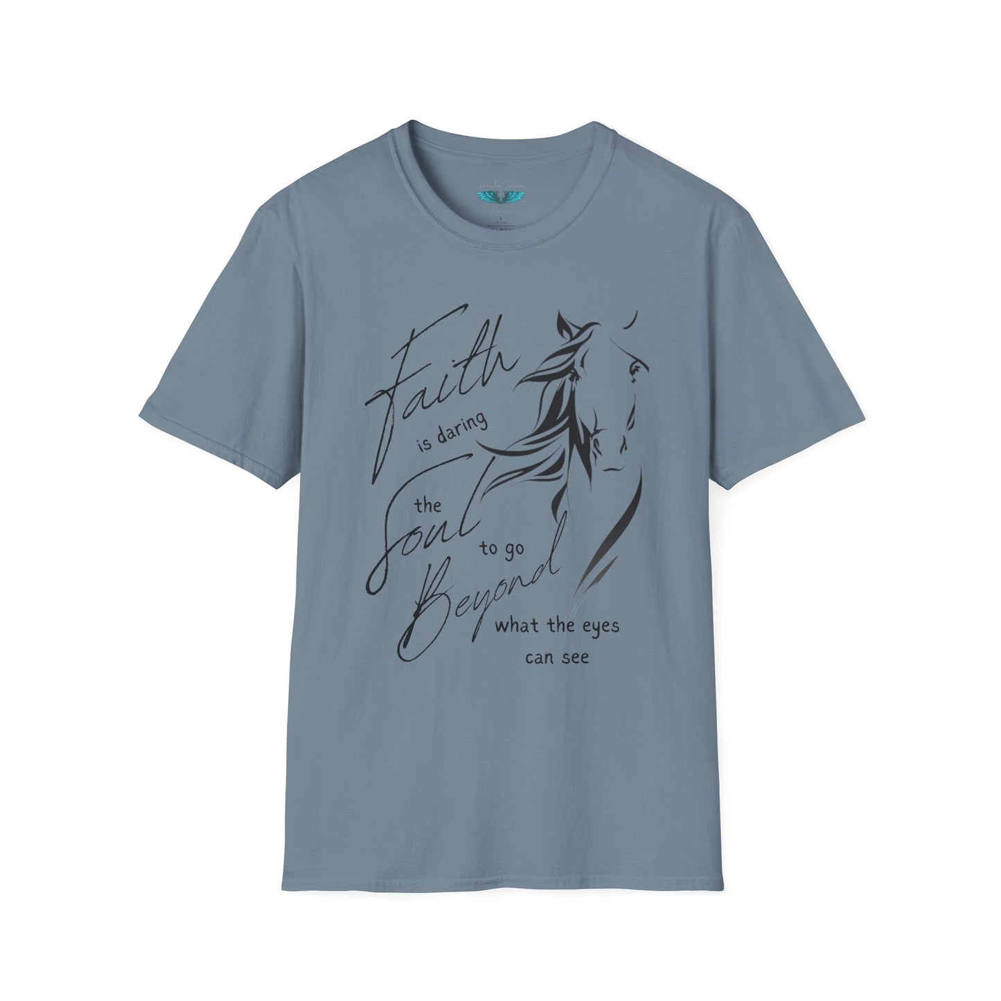 Faith and Horses in black Unisex Softstyle Graphic Tee