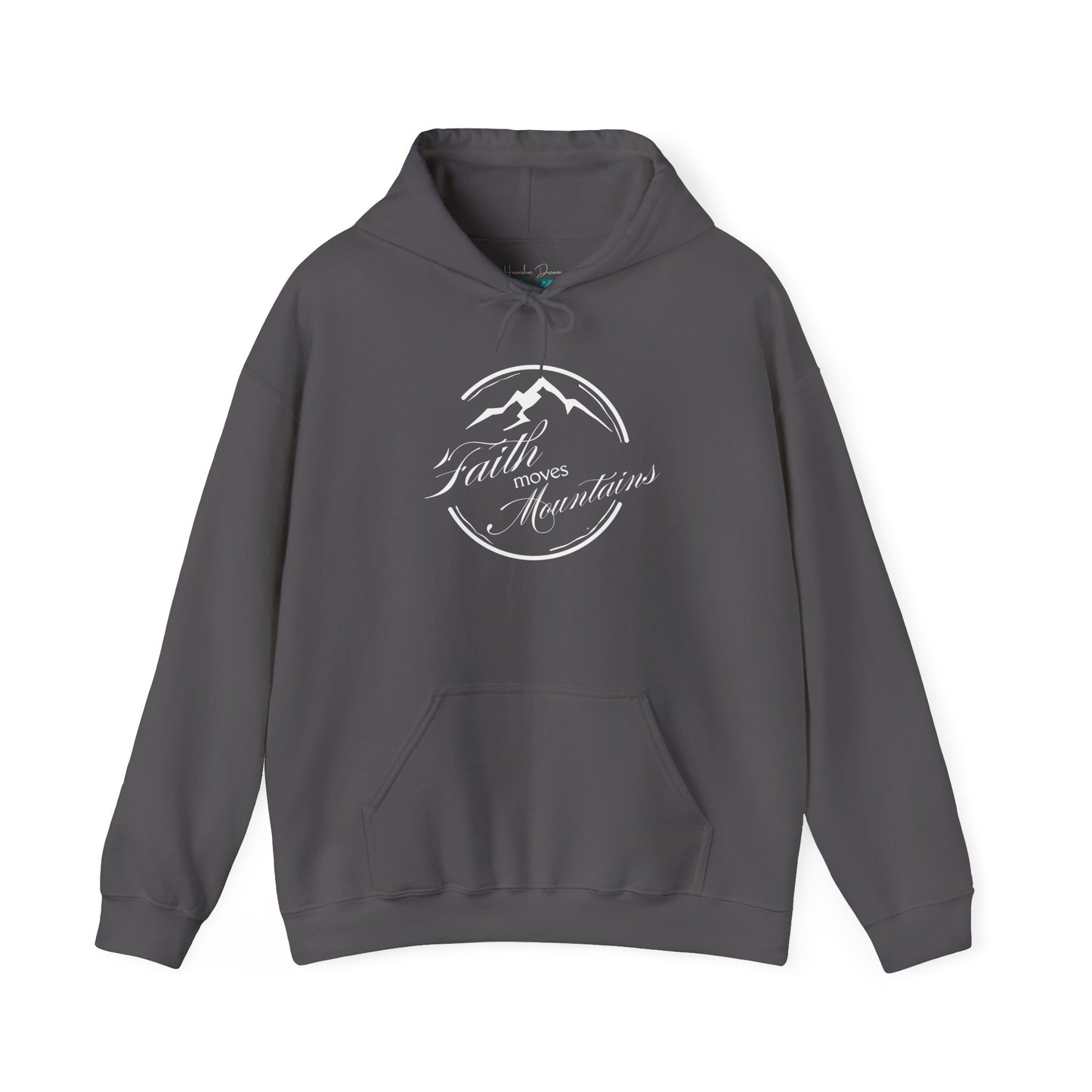 Faith Moves Mountains in White Unisex Heavy Blend™ Hoodie