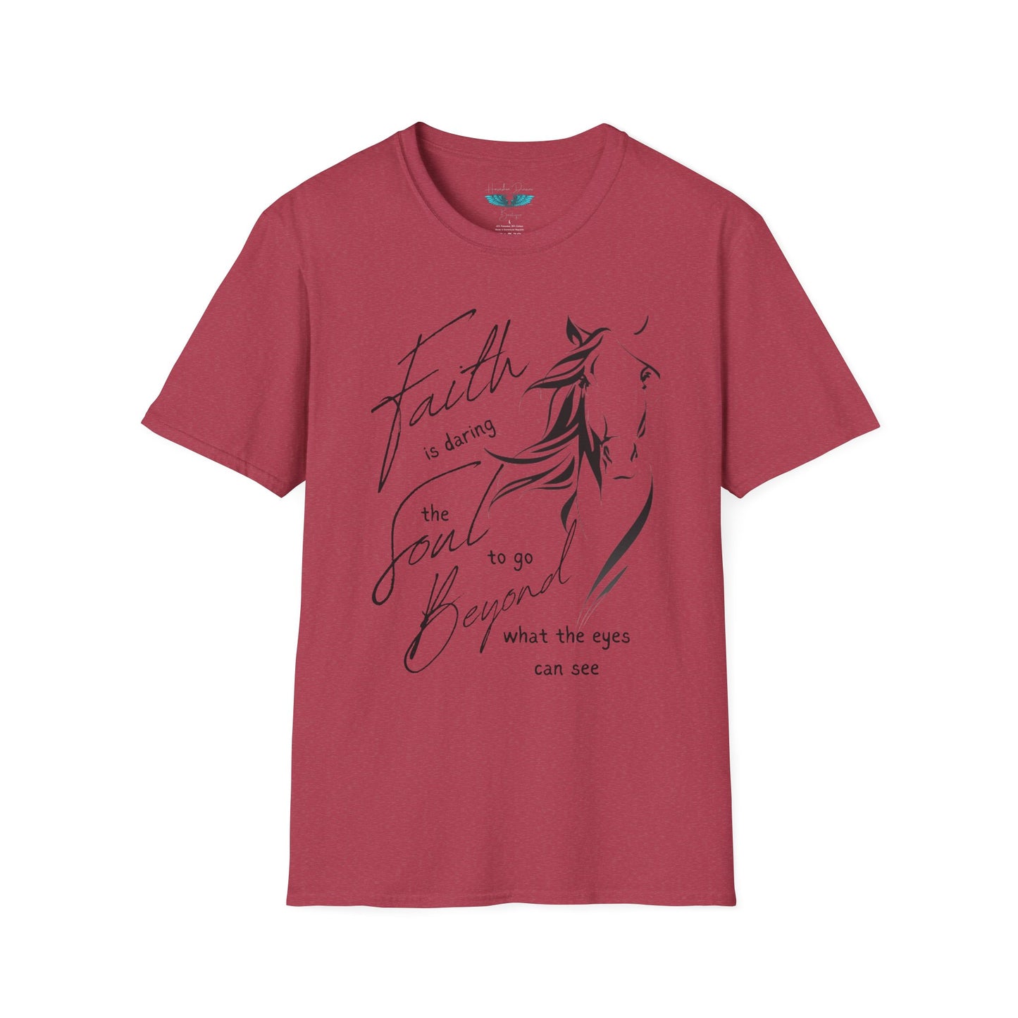 Faith and Horses in black Unisex Softstyle Graphic Tee