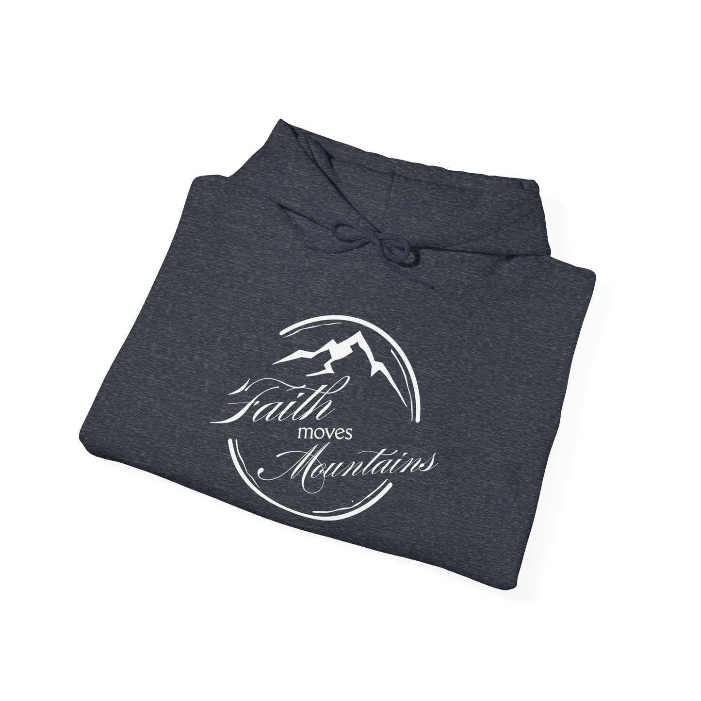 Faith Moves Mountains in White Unisex Heavy Blend™ Hoodie