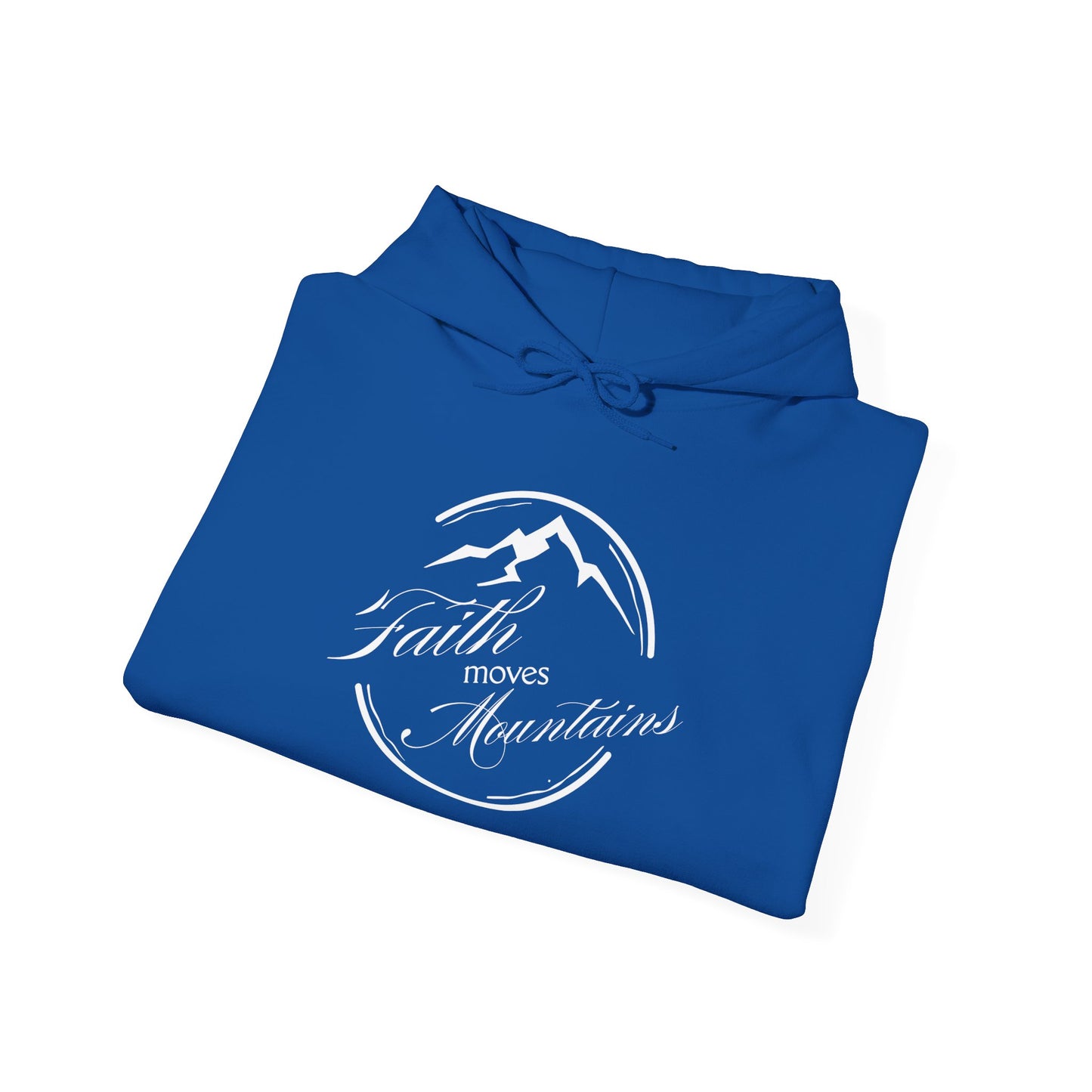 Faith Moves Mountains in White Unisex Heavy Blend™ Hoodie